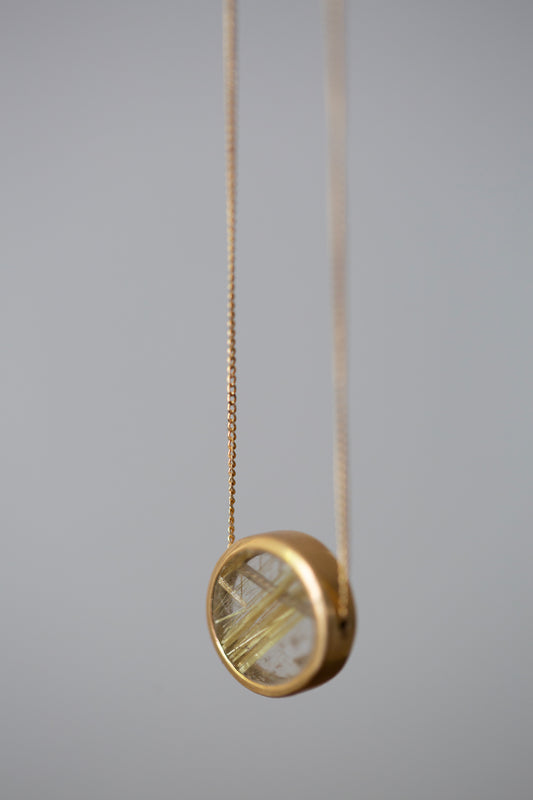 Round rutile quartz necklace