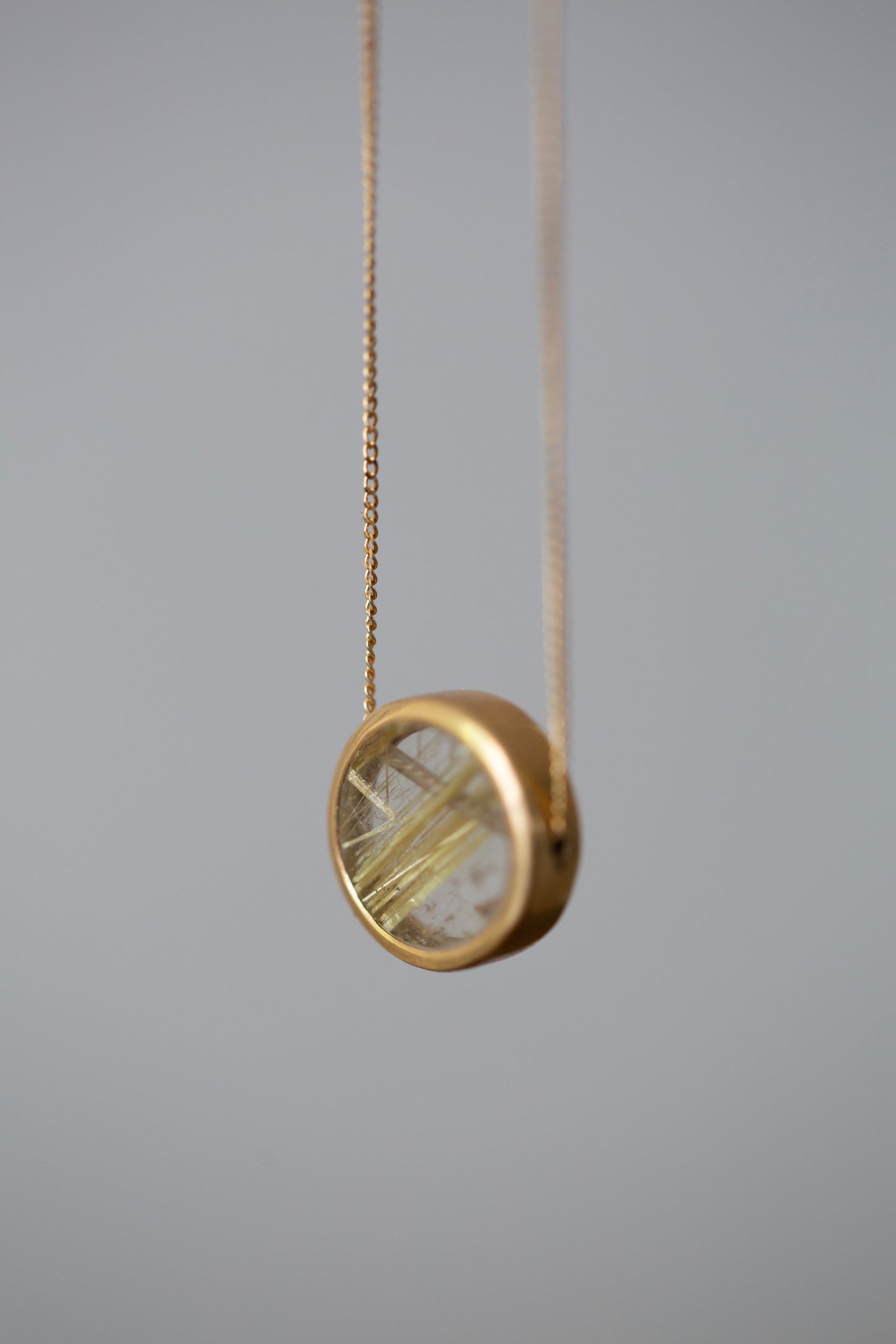 Round rutile quartz necklace