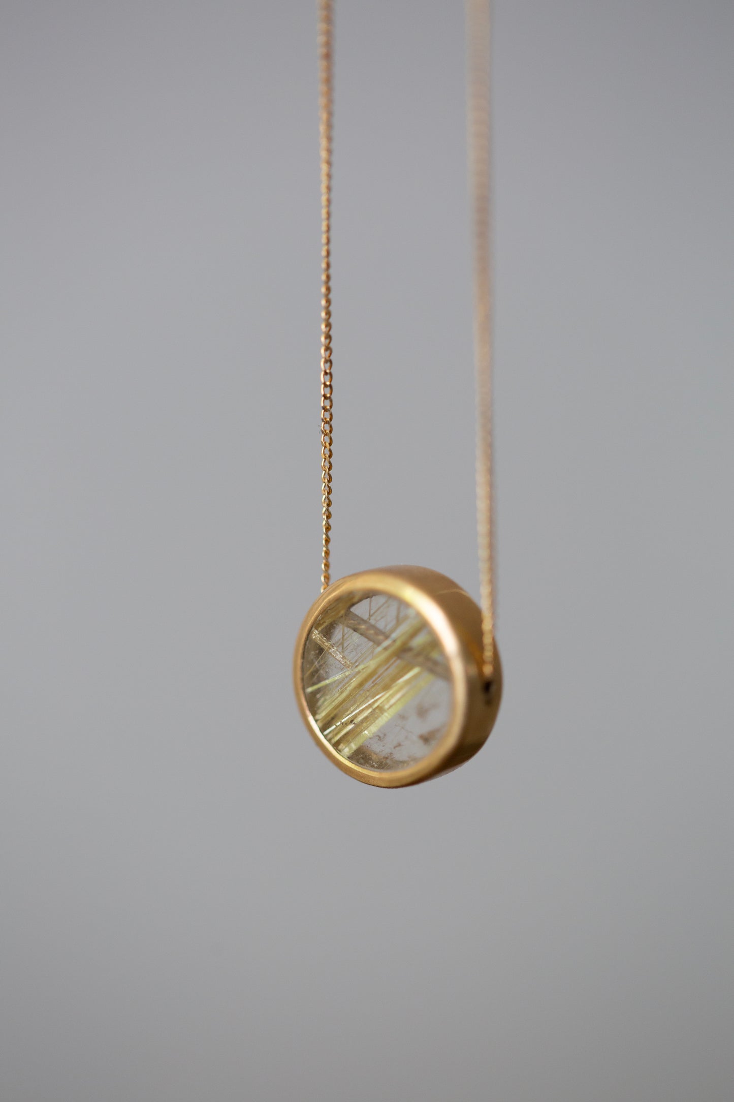 Round rutile quartz necklace