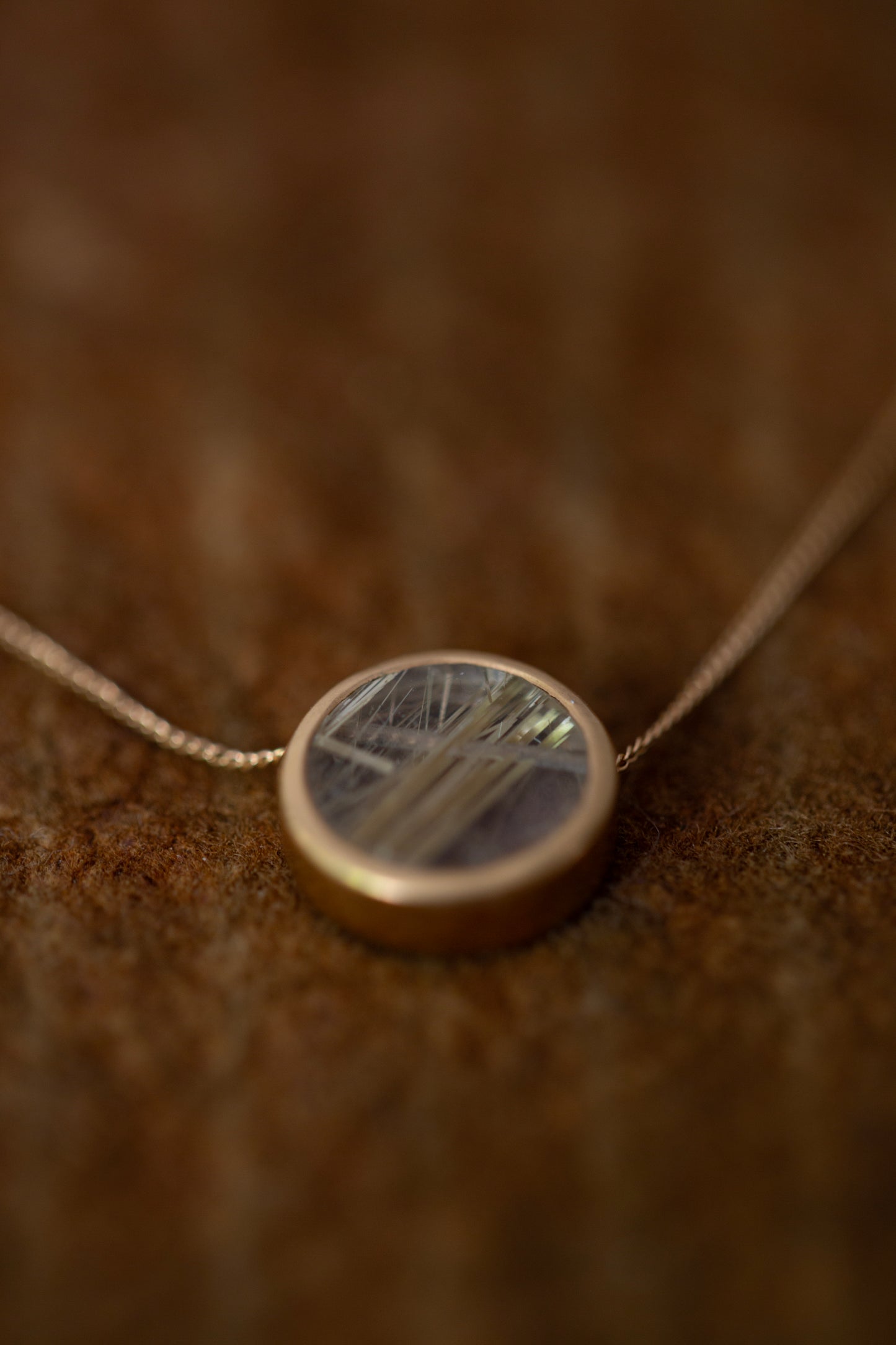 Round rutile quartz necklace