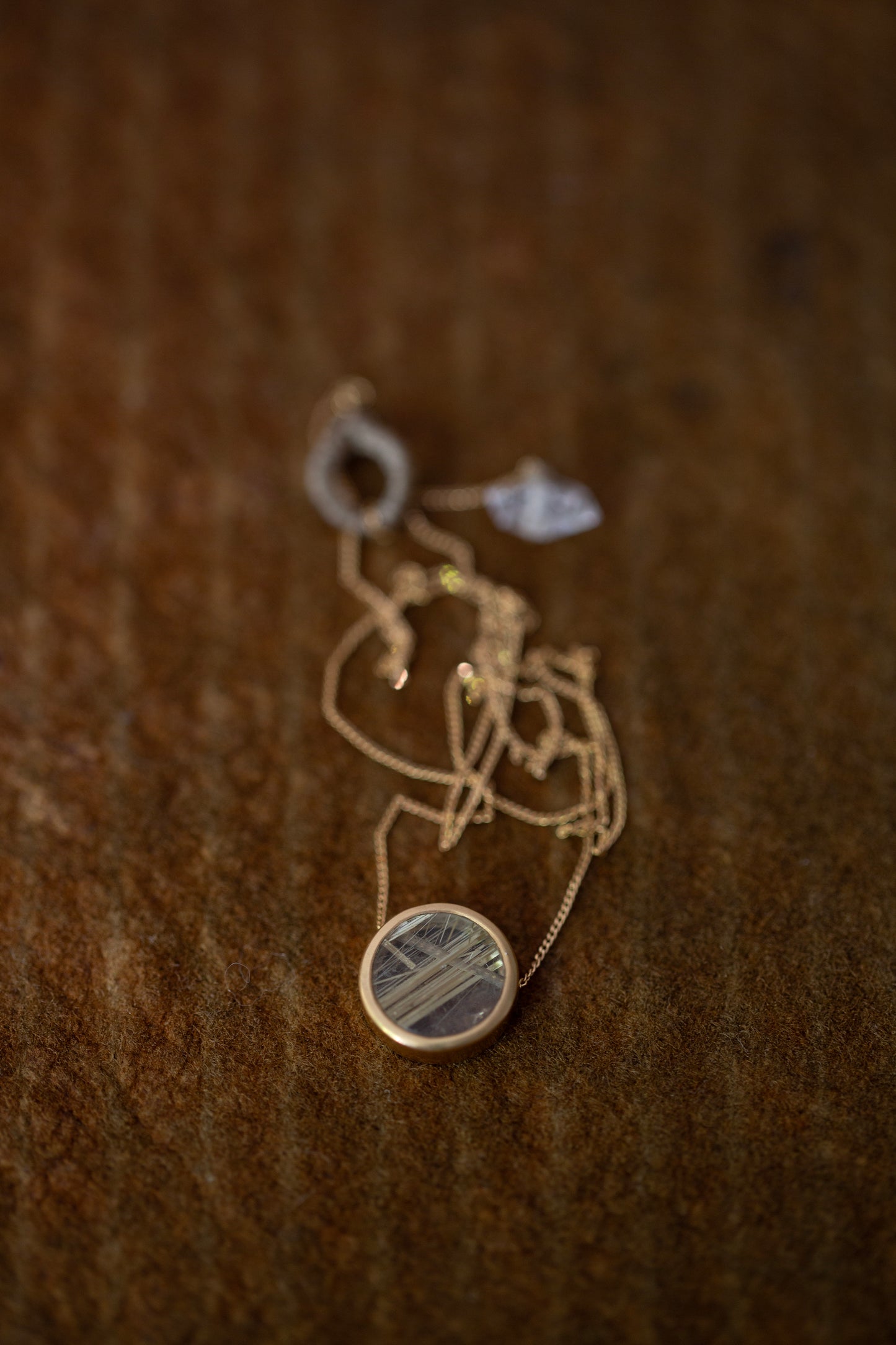 Round rutile quartz necklace