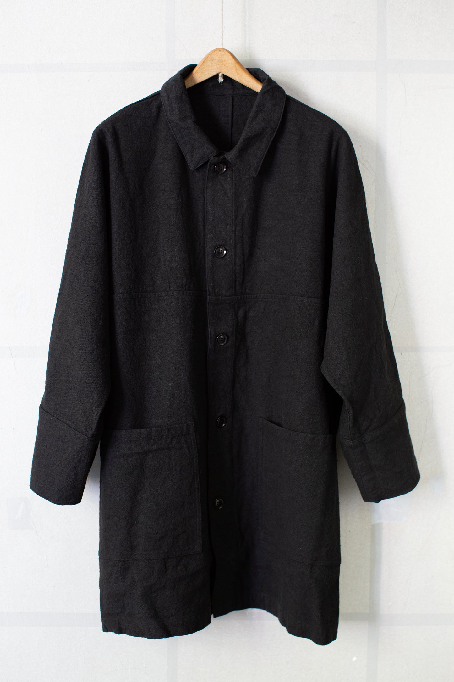 Black flax ramie silk coat