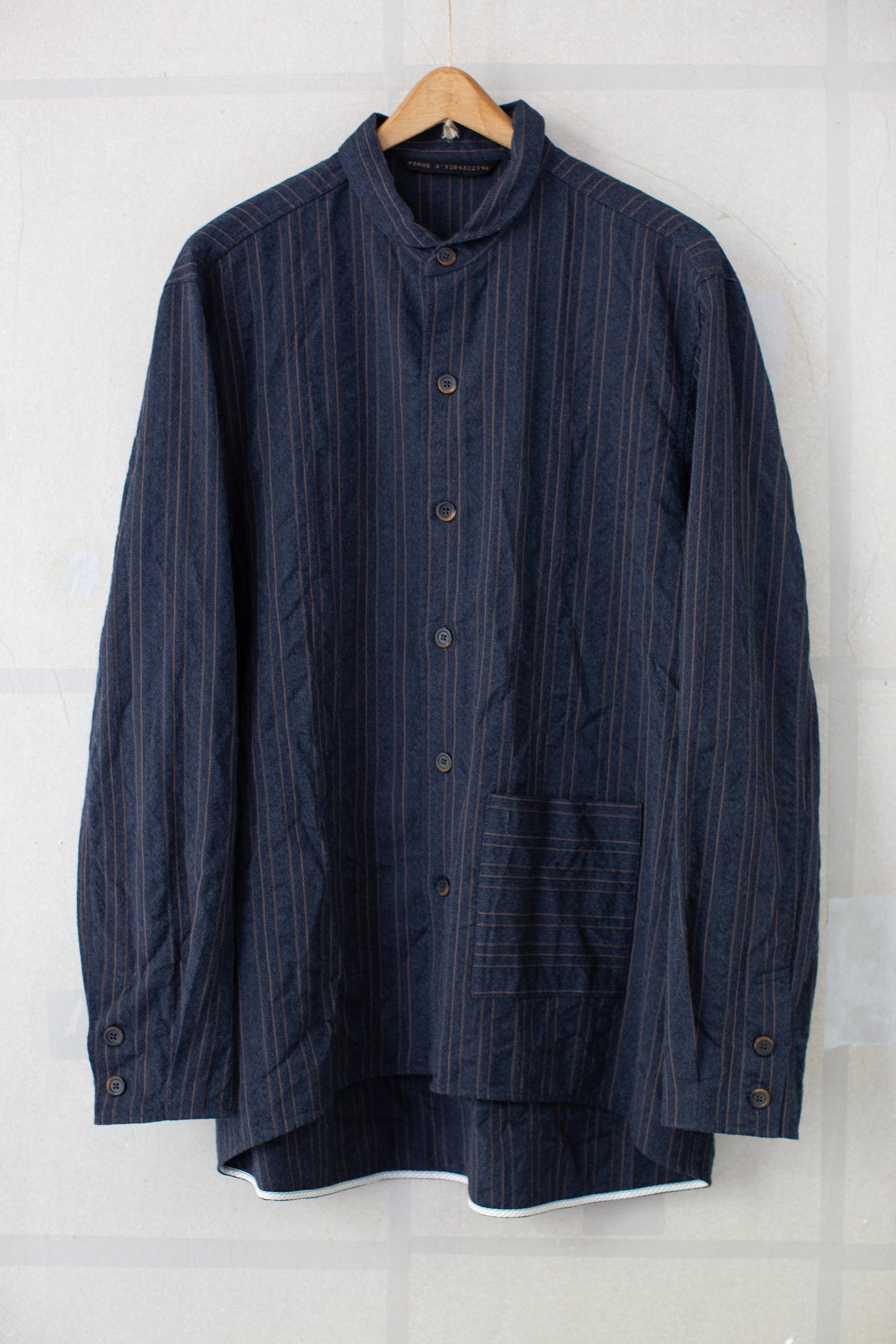 Indigo stripe arc shirt jacket