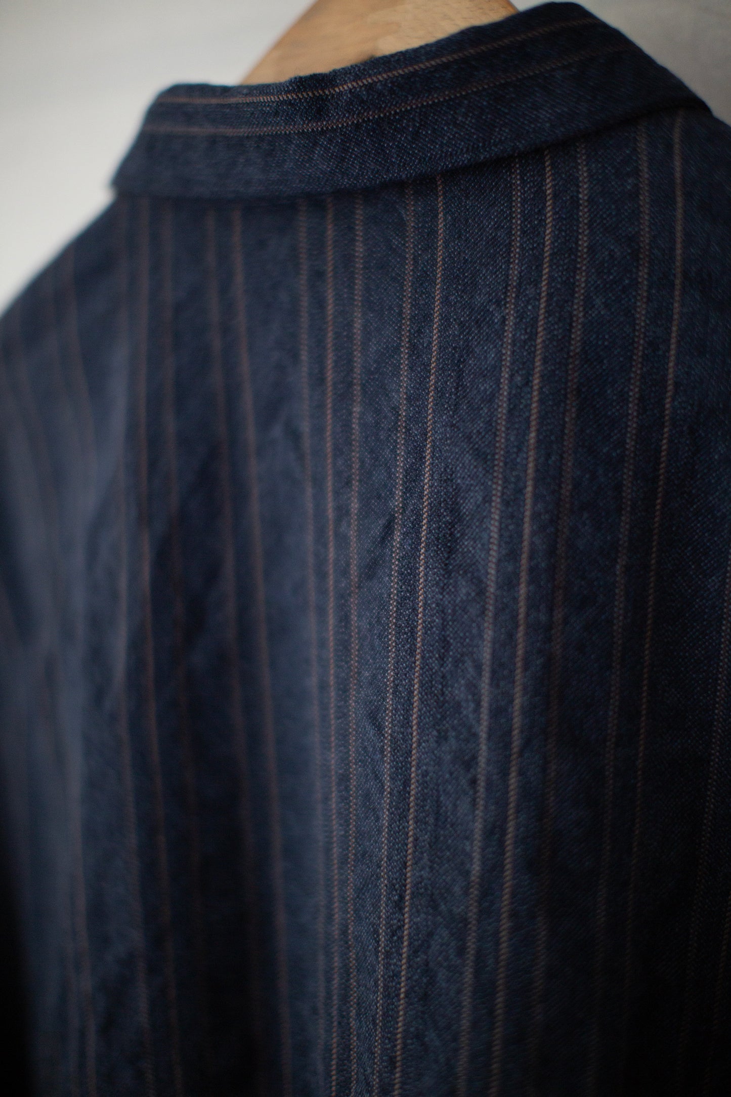 Indigo stripe arc shirt jacket