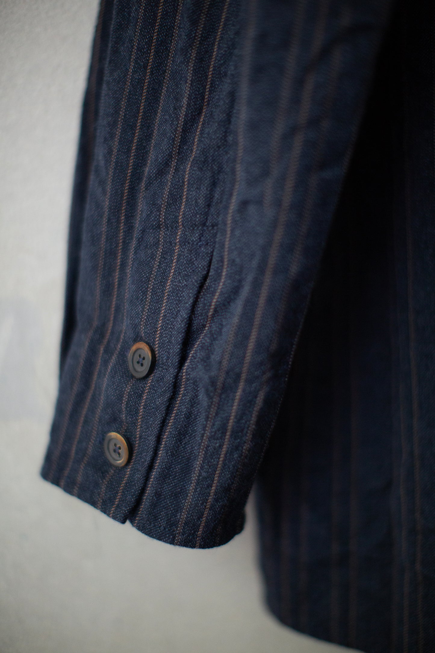 Indigo stripe arc shirt jacket