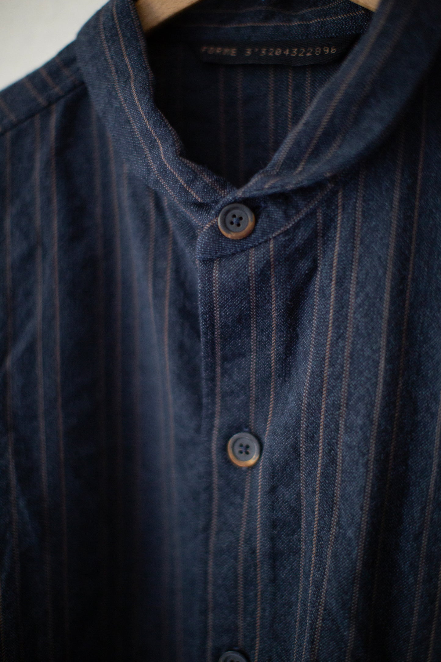 Indigo stripe arc shirt jacket
