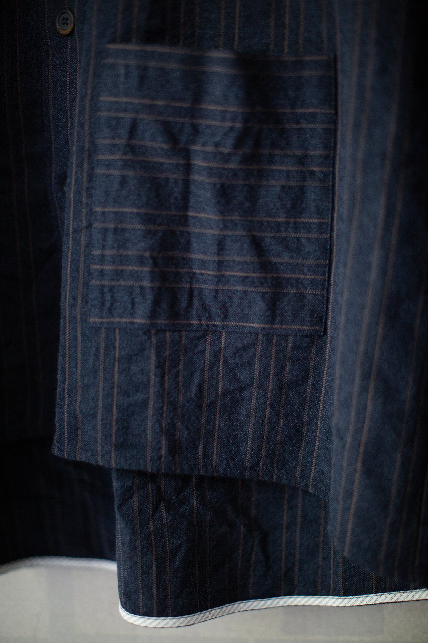 Indigo stripe arc shirt jacket