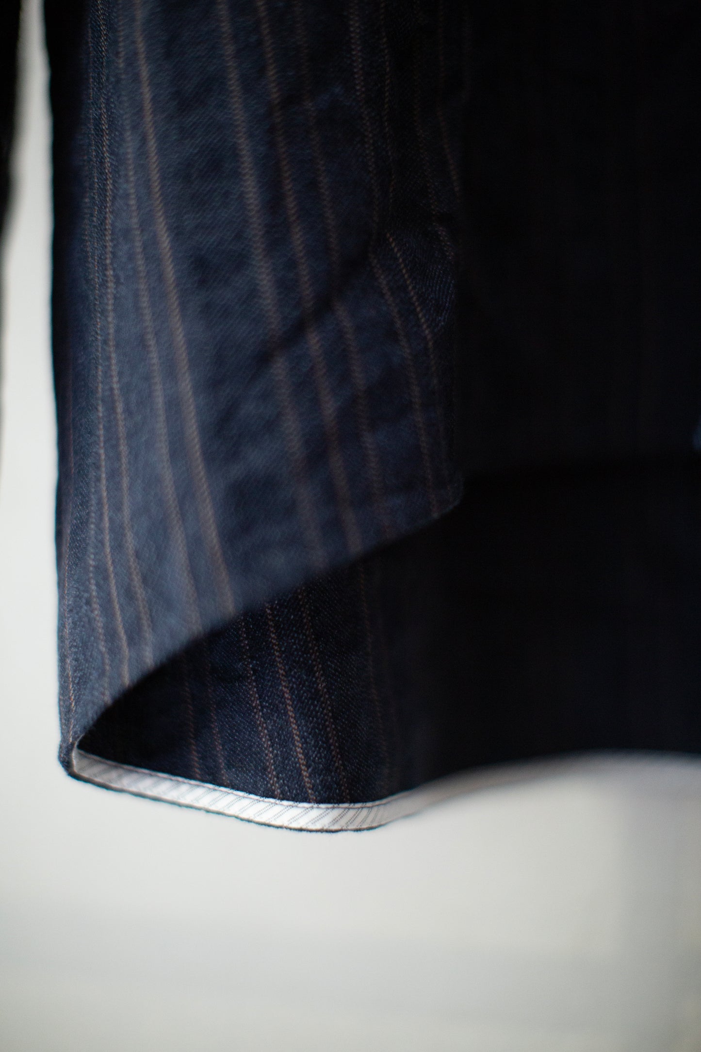 Indigo stripe arc shirt jacket