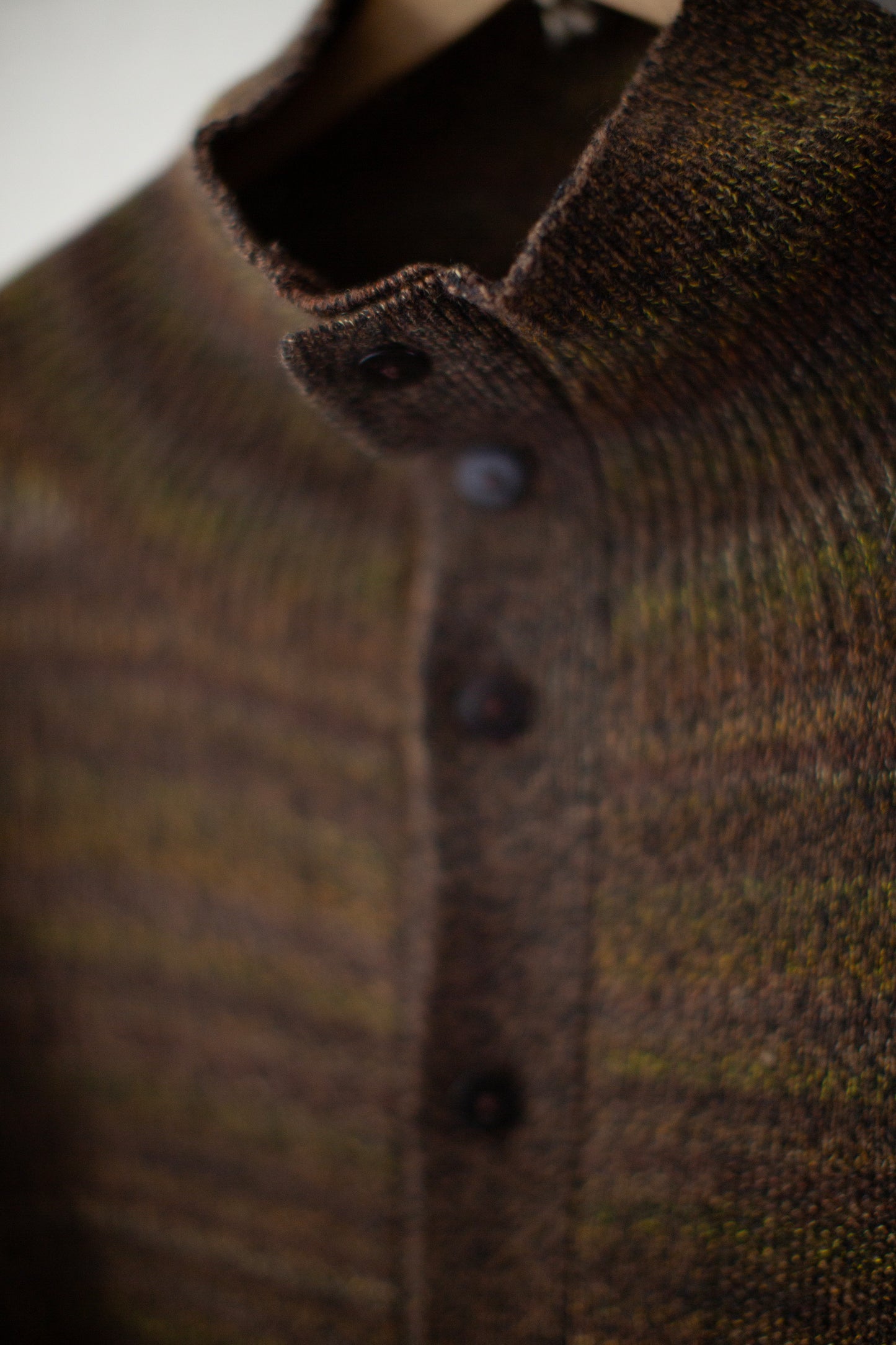 Charcoal brown gradation high neck cardigan