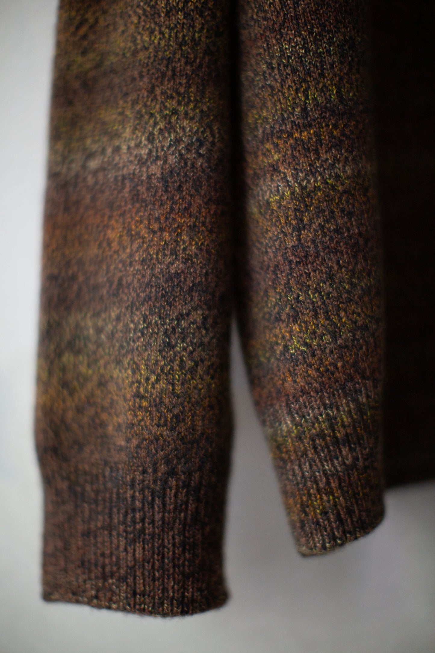 Charcoal brown gradation high neck cardigan