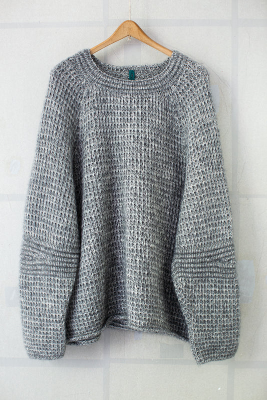 Hand knitted crew neck sweater