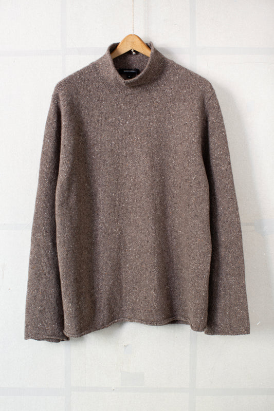 Rollneck Sweater in Light Brown Cashmere/Wool Tweed