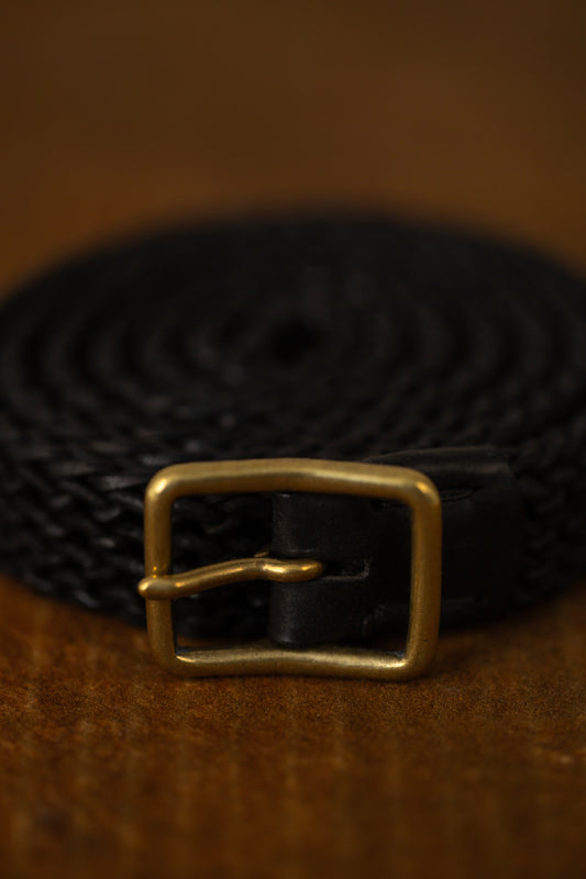 Black Hand Knitted horse Leather Belt