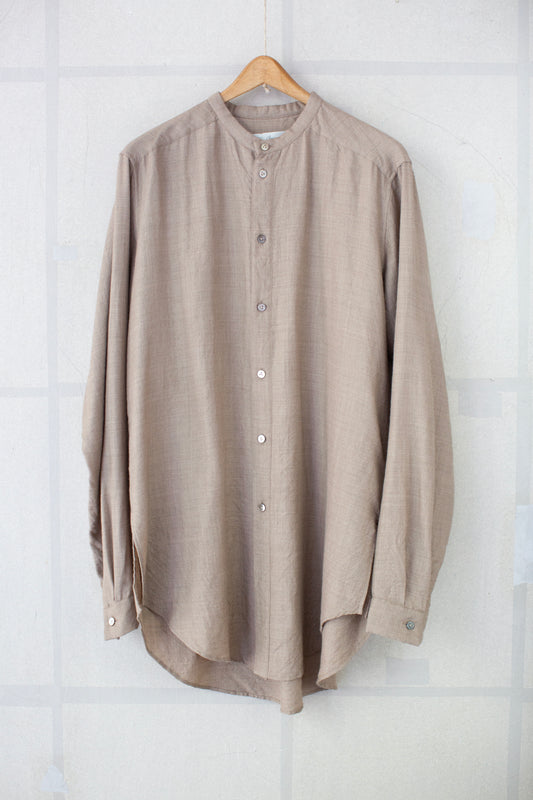 Natural brown side slit shirt