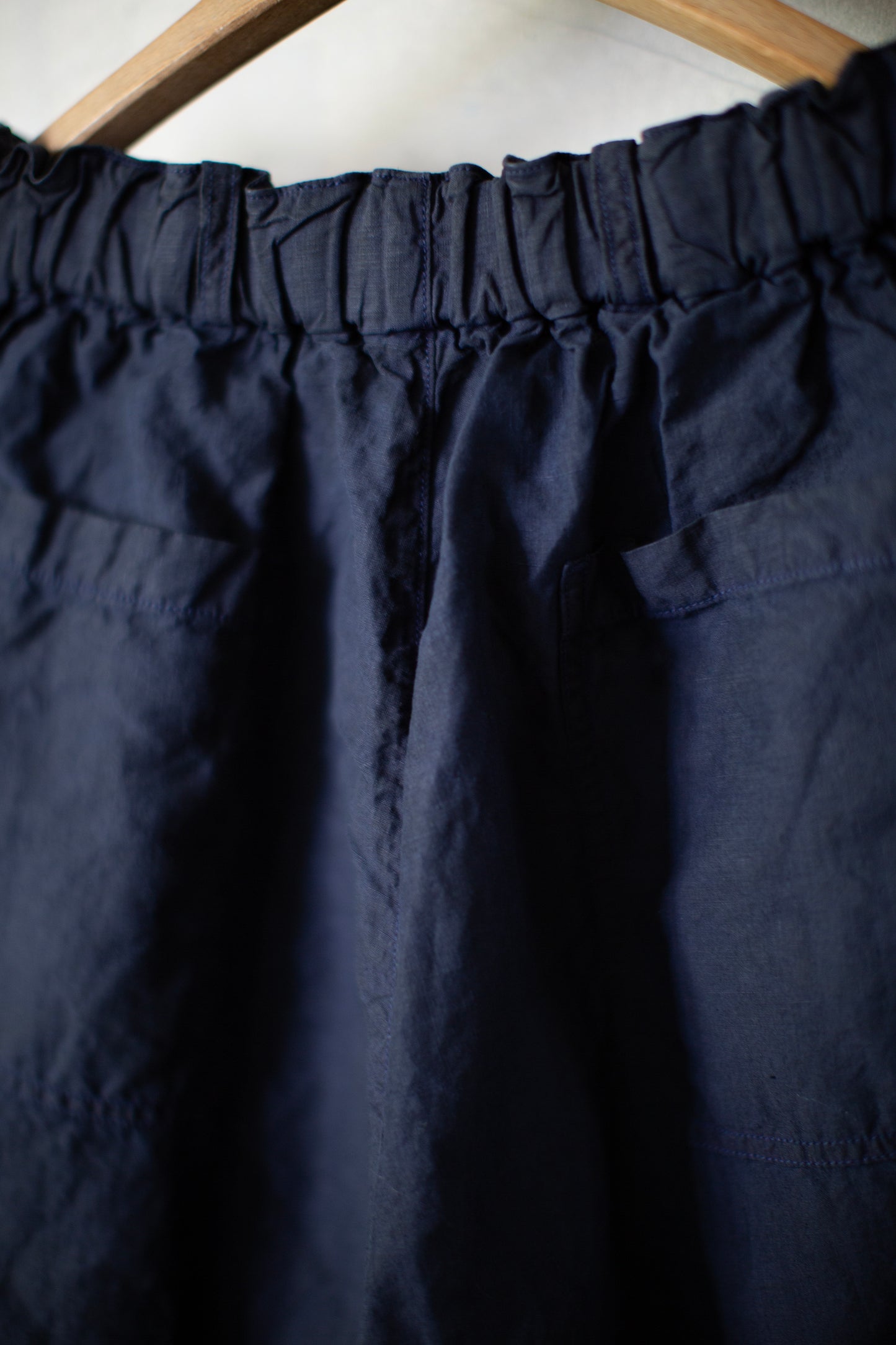 comfortable cropped pants in indigo & persimmon tannin hemp