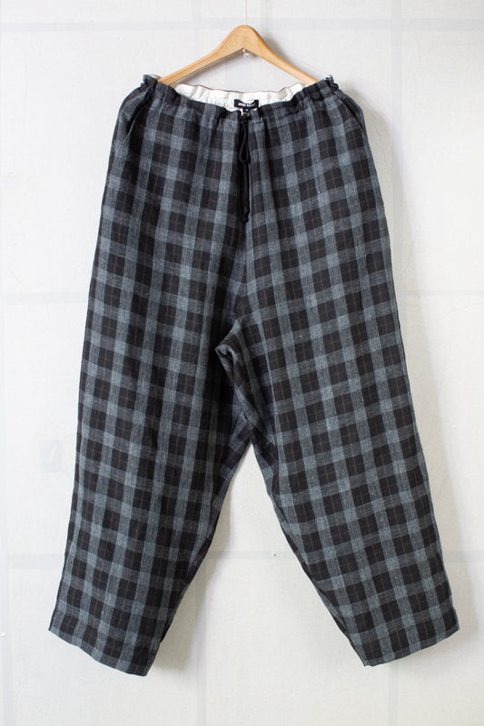 Drawstring Pant in Yarn Dye Linen Check