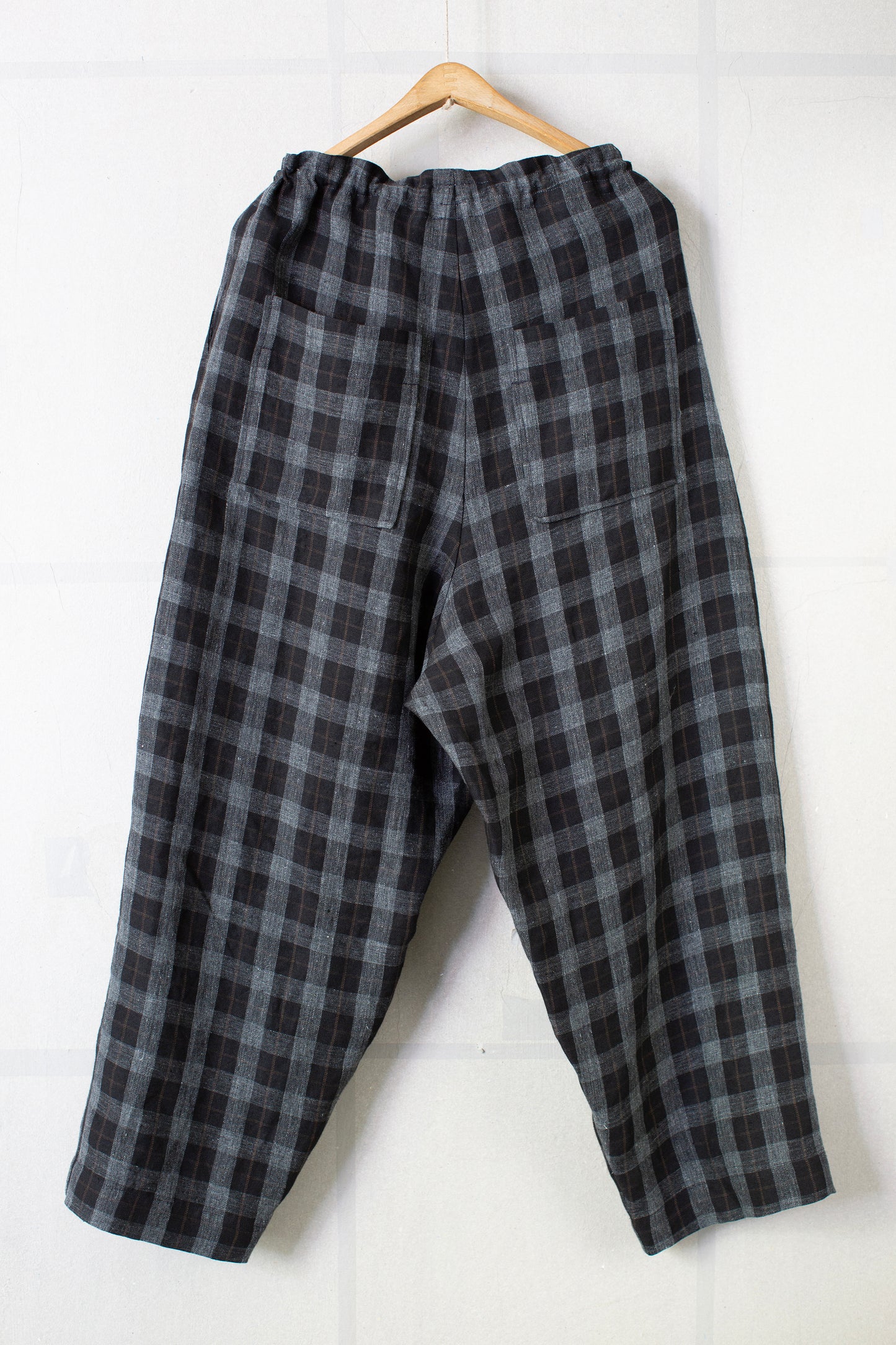 Drawstring Pant in Yarn Dye Linen Check