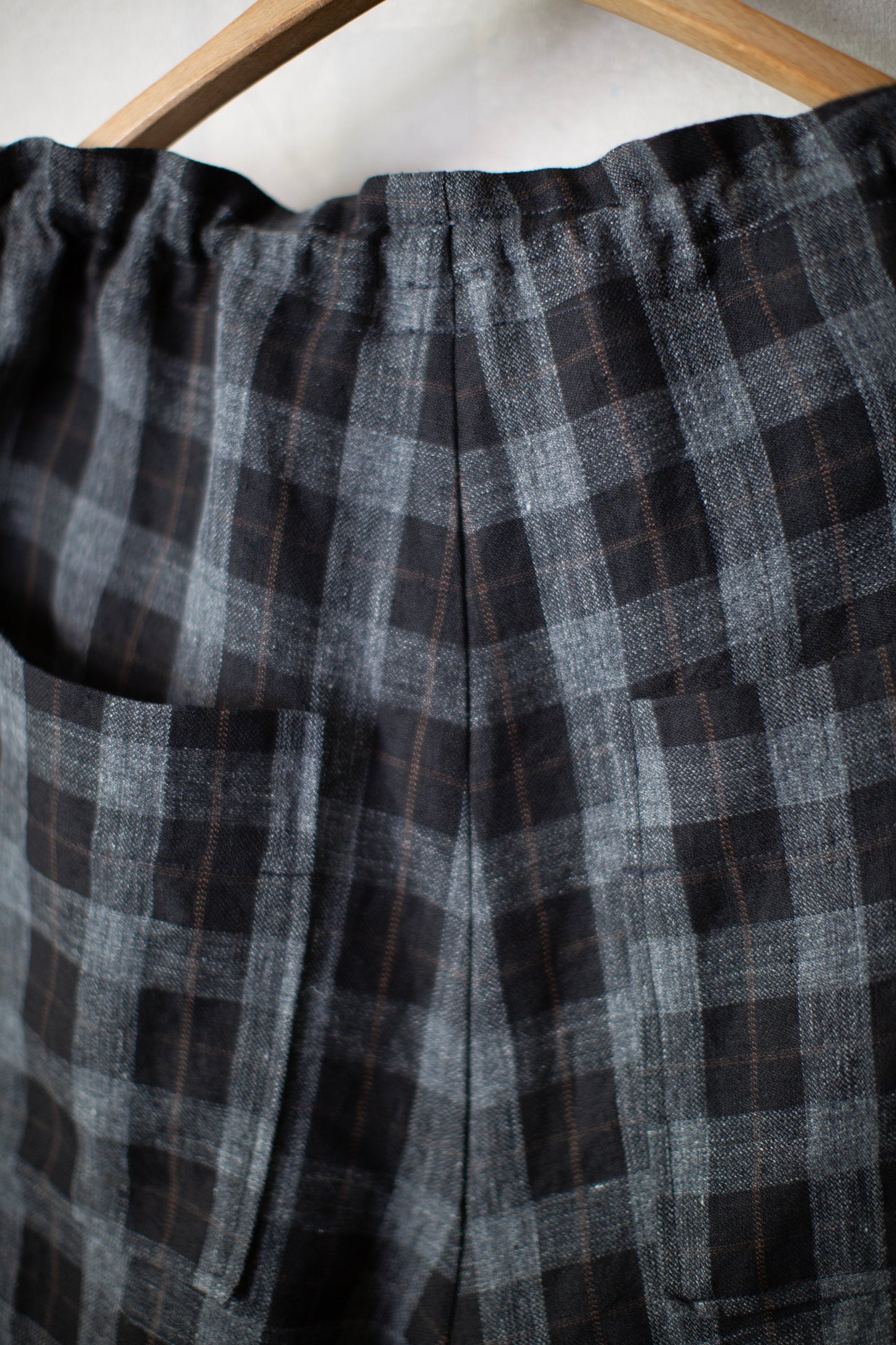 Drawstring Pant in Yarn Dye Linen Check