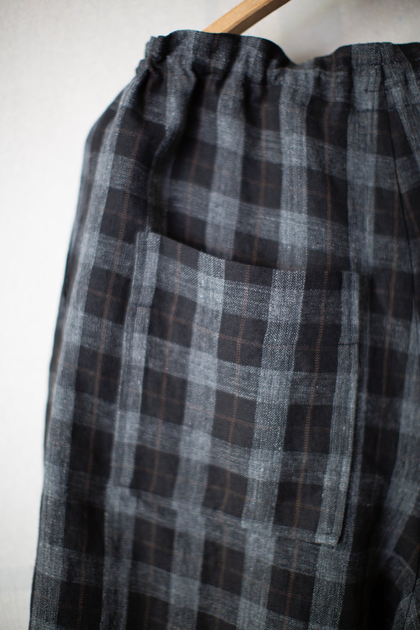 Drawstring Pant in Yarn Dye Linen Check