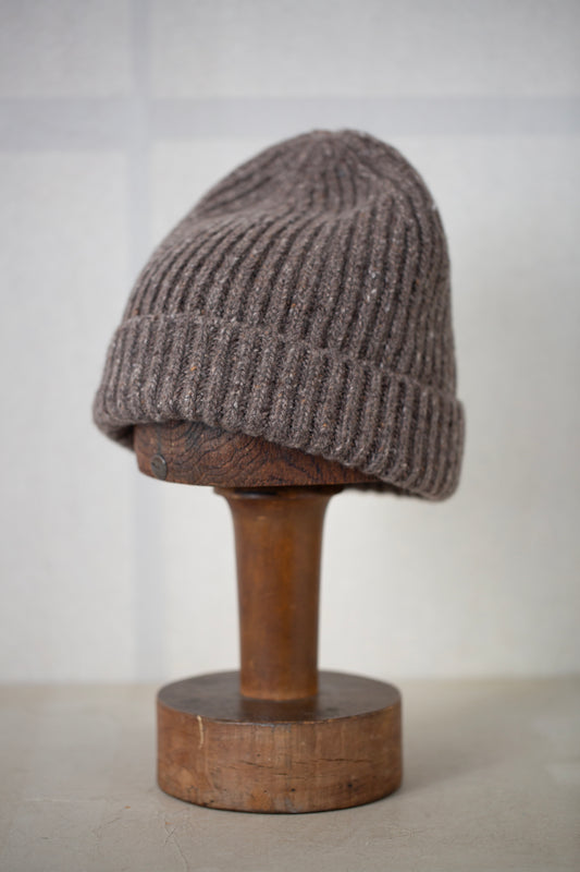 Knit Hat in Light Brown Cashmere/Wool Tweed