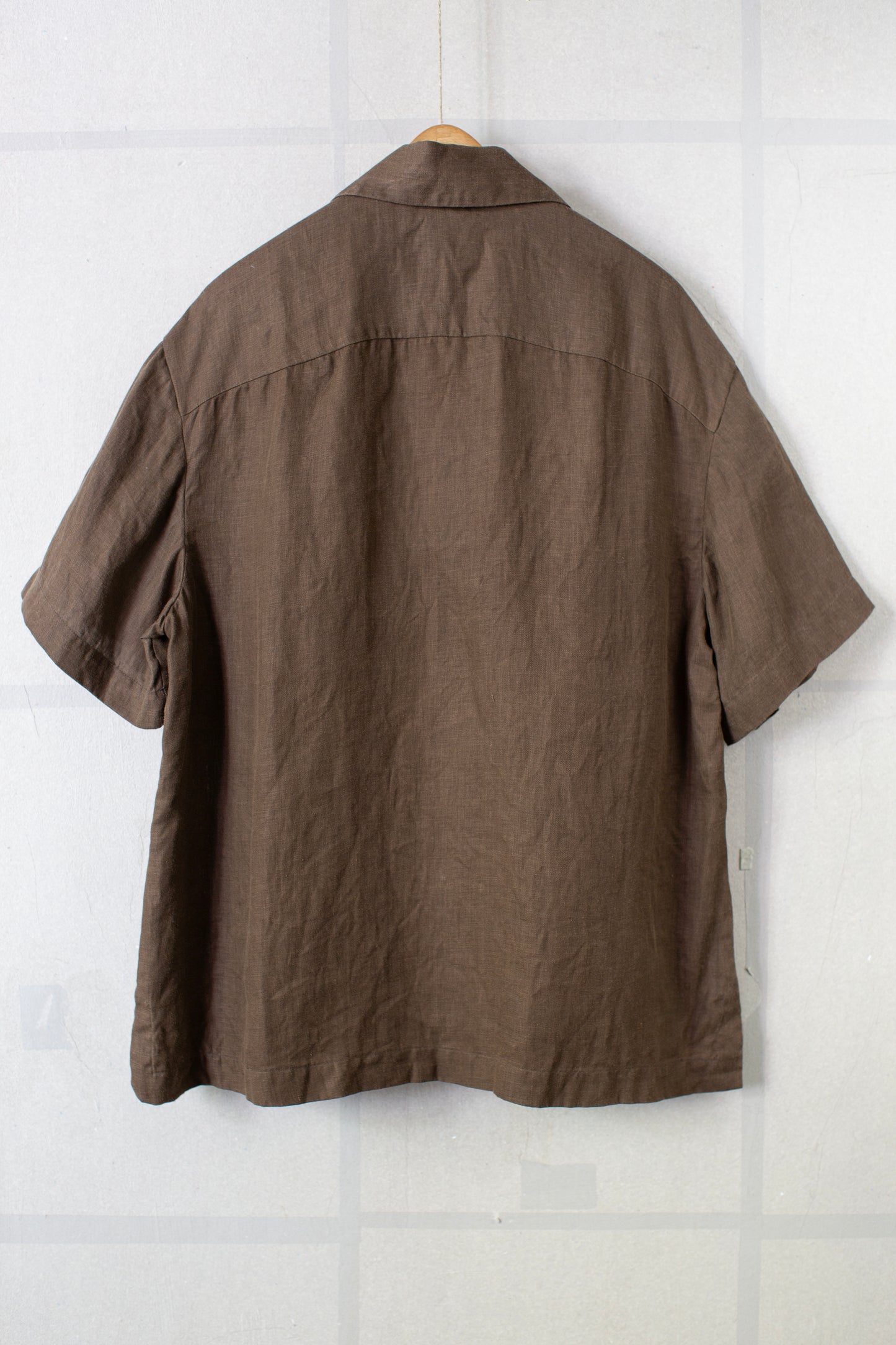 Short Sleeve Shirt in Dark Olive Sumi Ink Hemp Twill