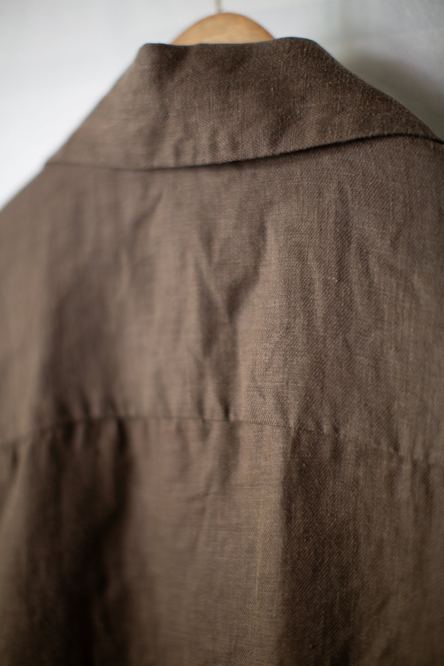 Short Sleeve Shirt in Dark Olive Sumi Ink Hemp Twill