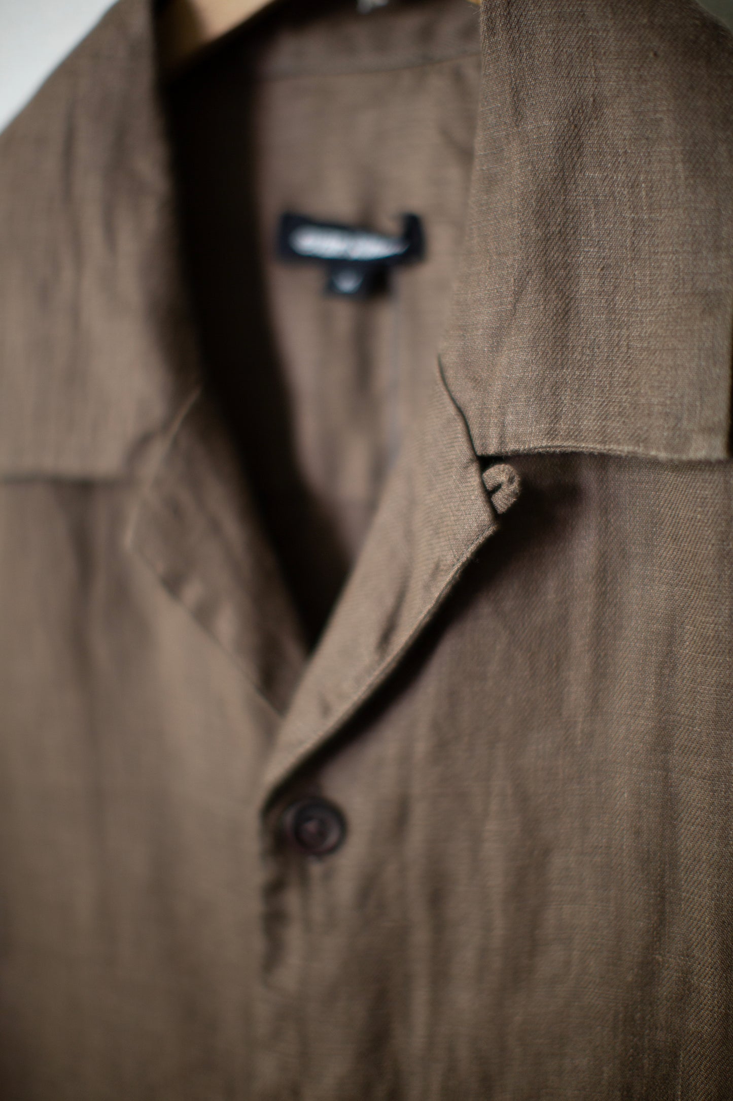 Short Sleeve Shirt in Dark Olive Sumi Ink Hemp Twill