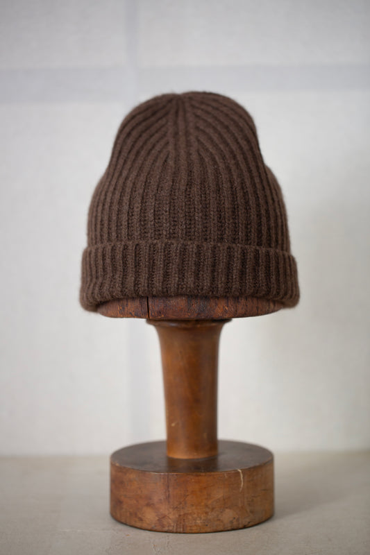Knit Hat in Dark Brown Undyed Yak Wool