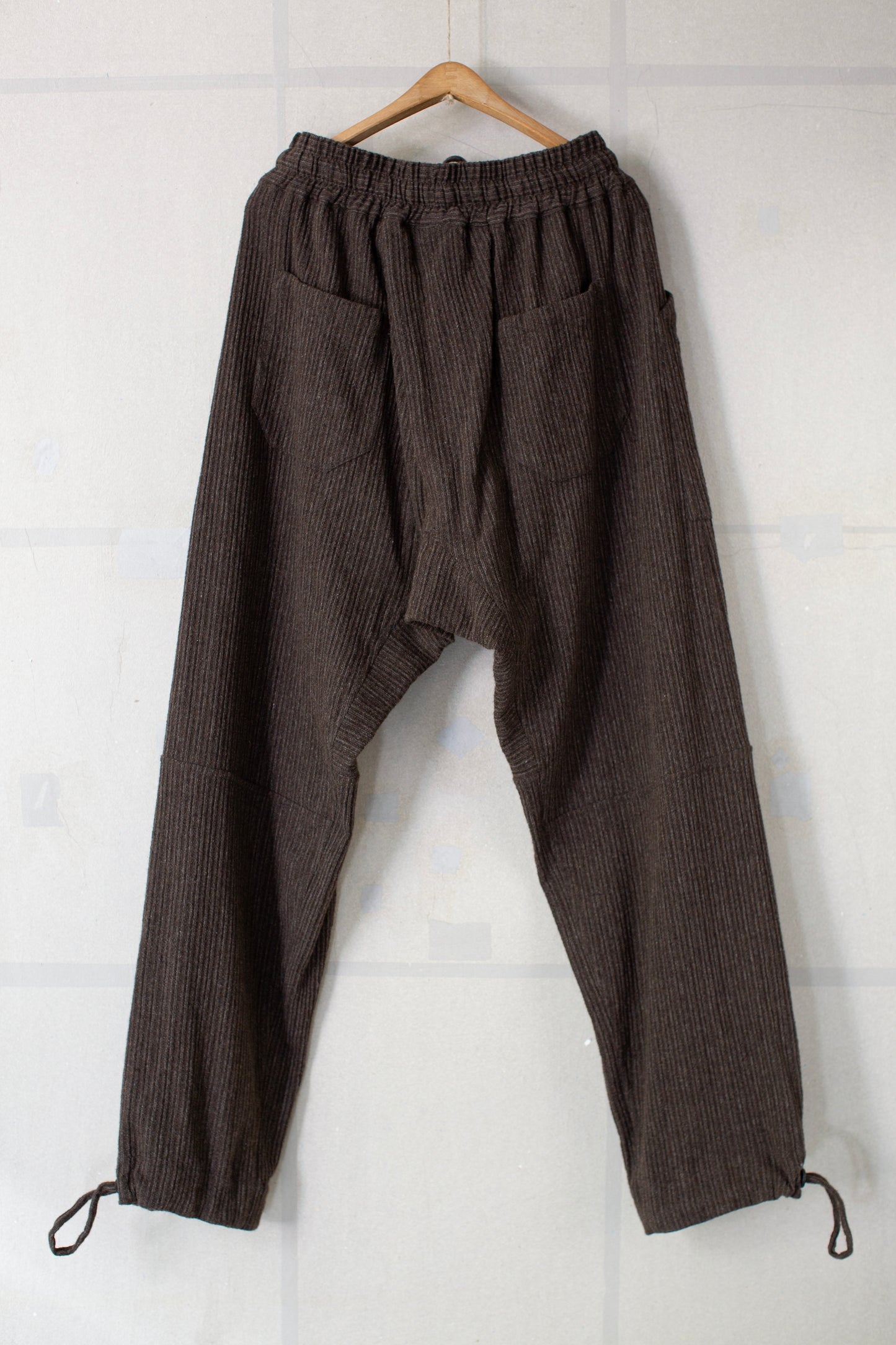 TROUSERS#94 - BROWN STRIPED YAK LINEN COTTON