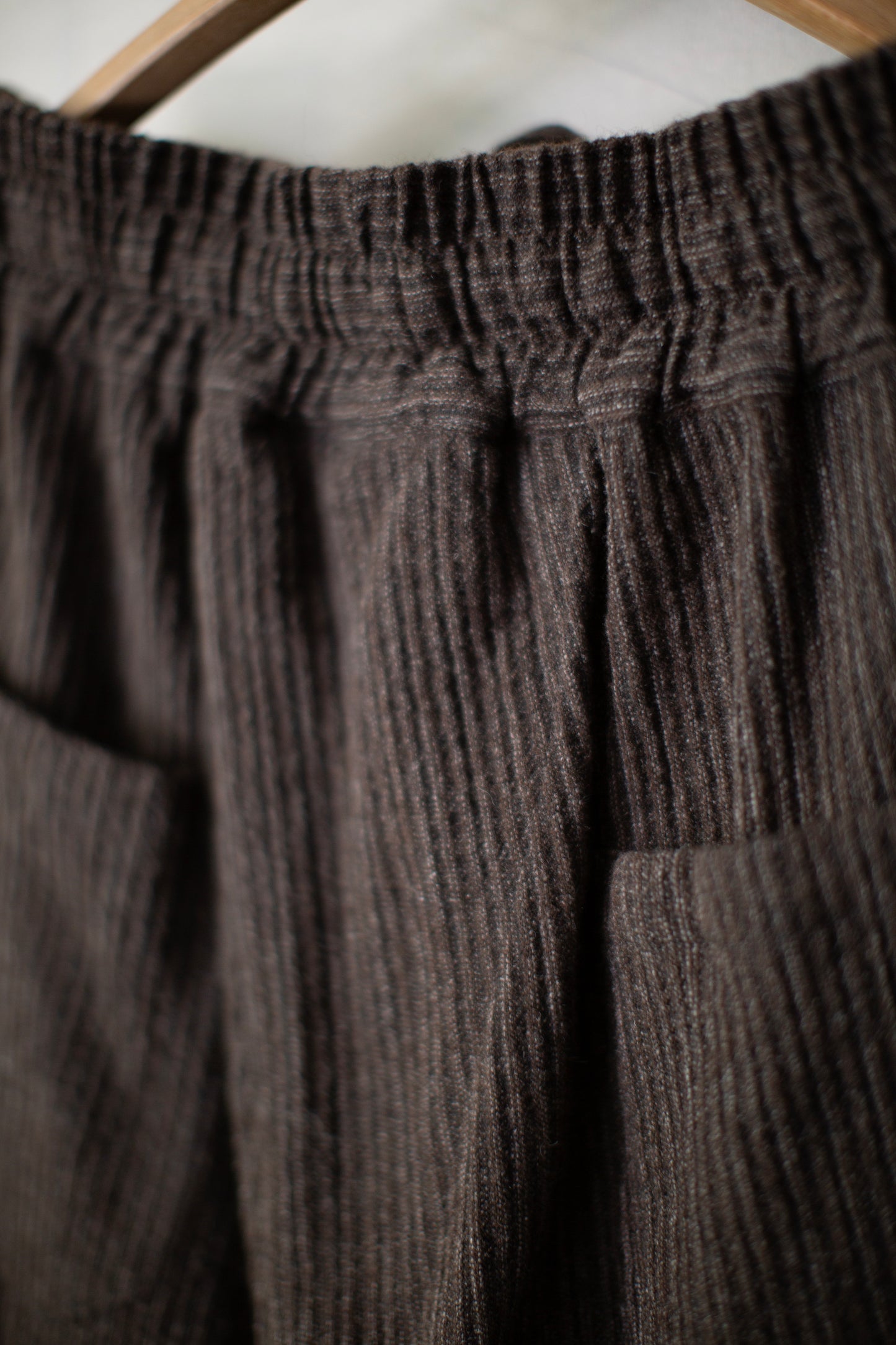 TROUSERS#94 - BROWN STRIPED YAK LINEN COTTON