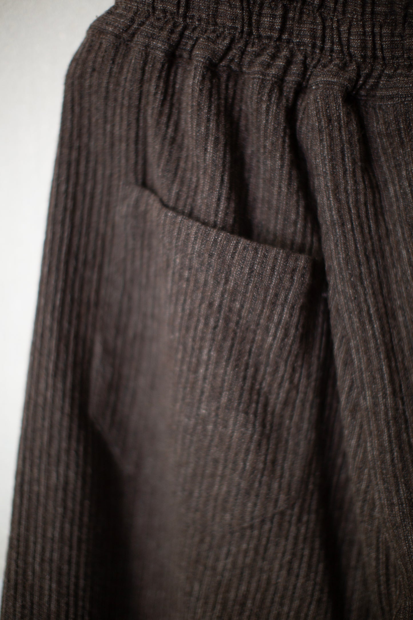 TROUSERS#94 - BROWN STRIPED YAK LINEN COTTON
