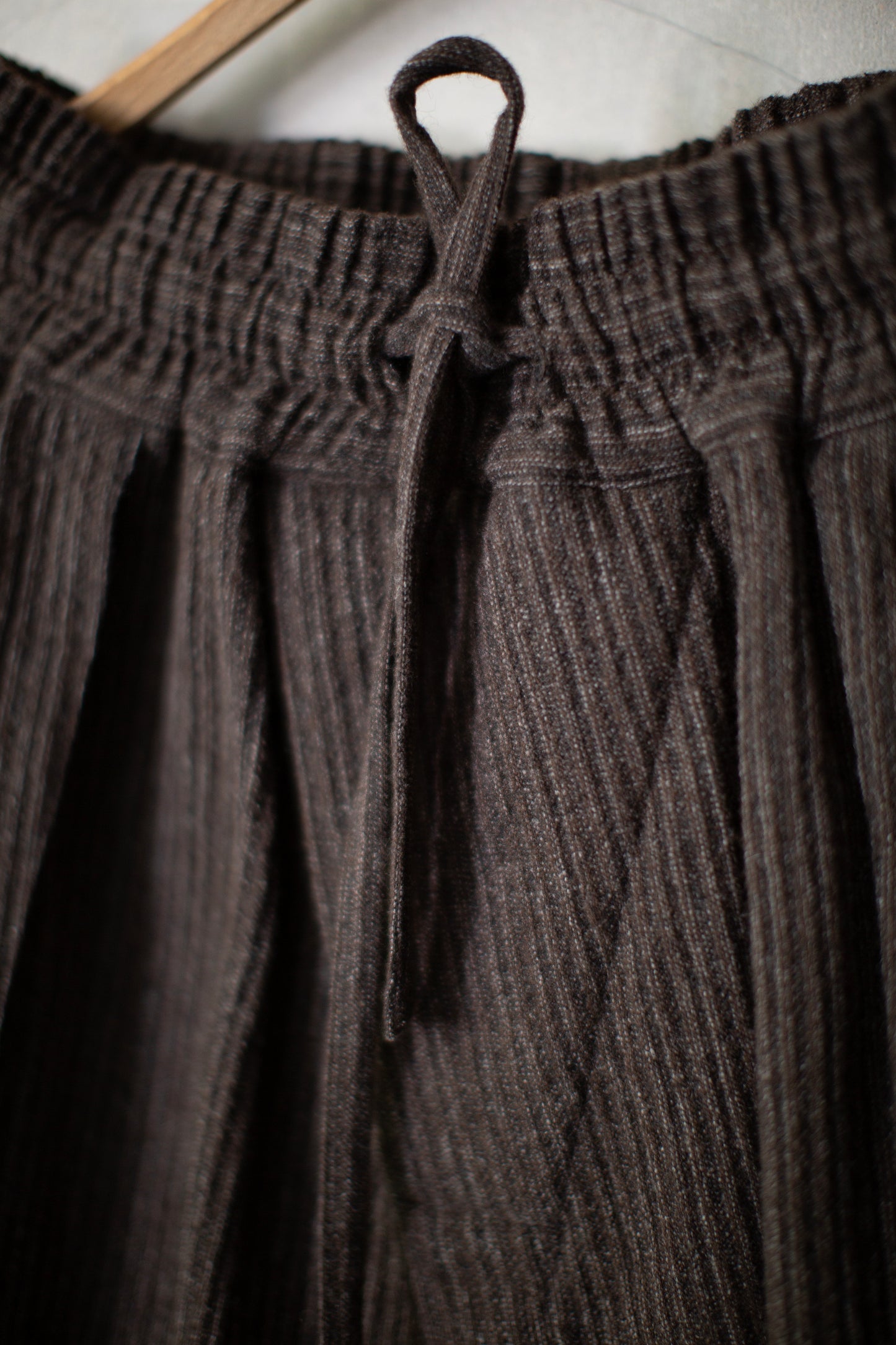 TROUSERS#94 - BROWN STRIPED YAK LINEN COTTON
