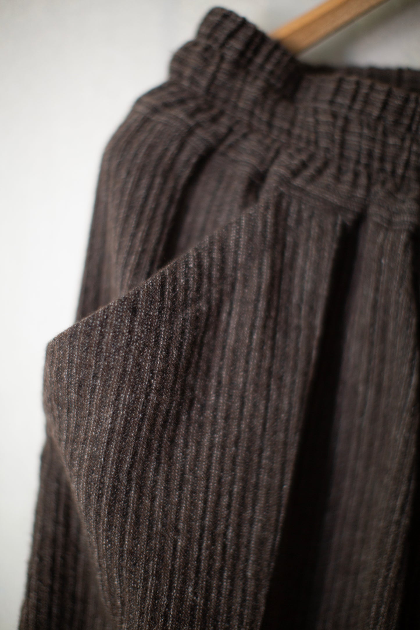 TROUSERS#94 - BROWN STRIPED YAK LINEN COTTON