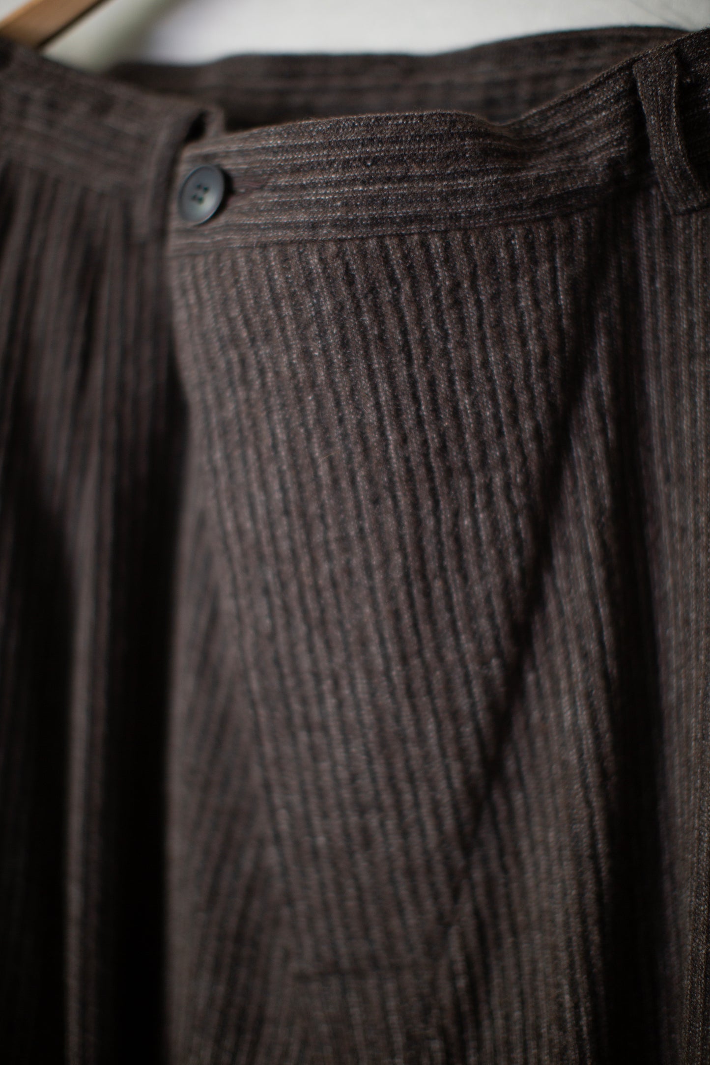 TROUSERS#93 - BROWN STRIPED YAK LINEN COTTON