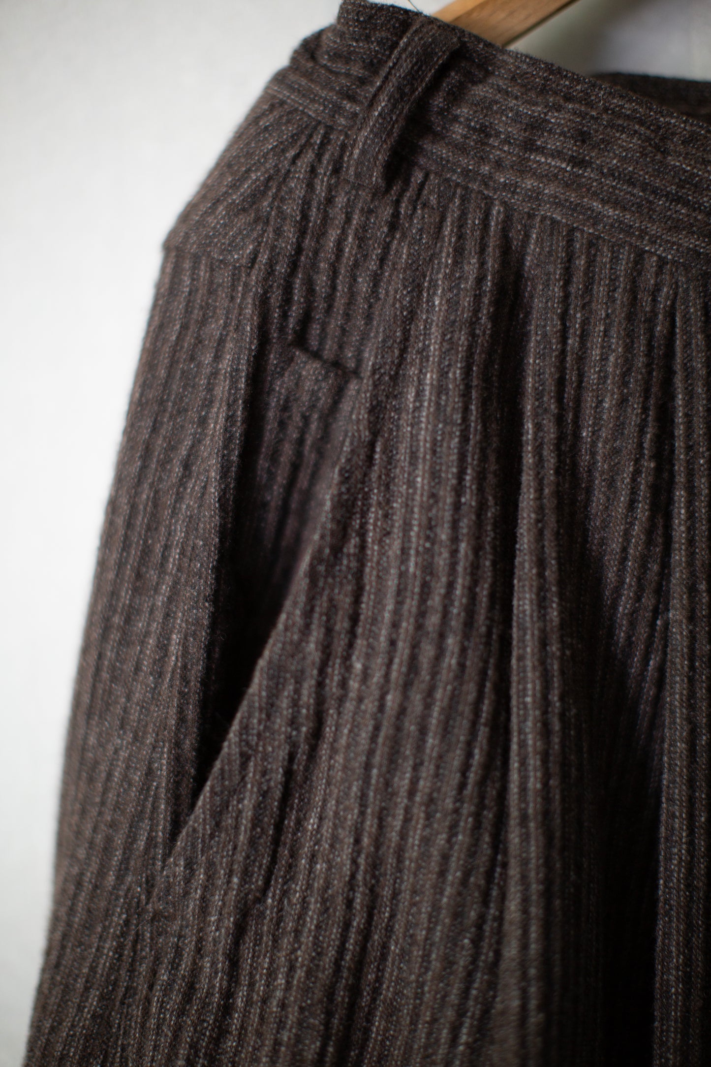 TROUSERS#93 - BROWN STRIPED YAK LINEN COTTON