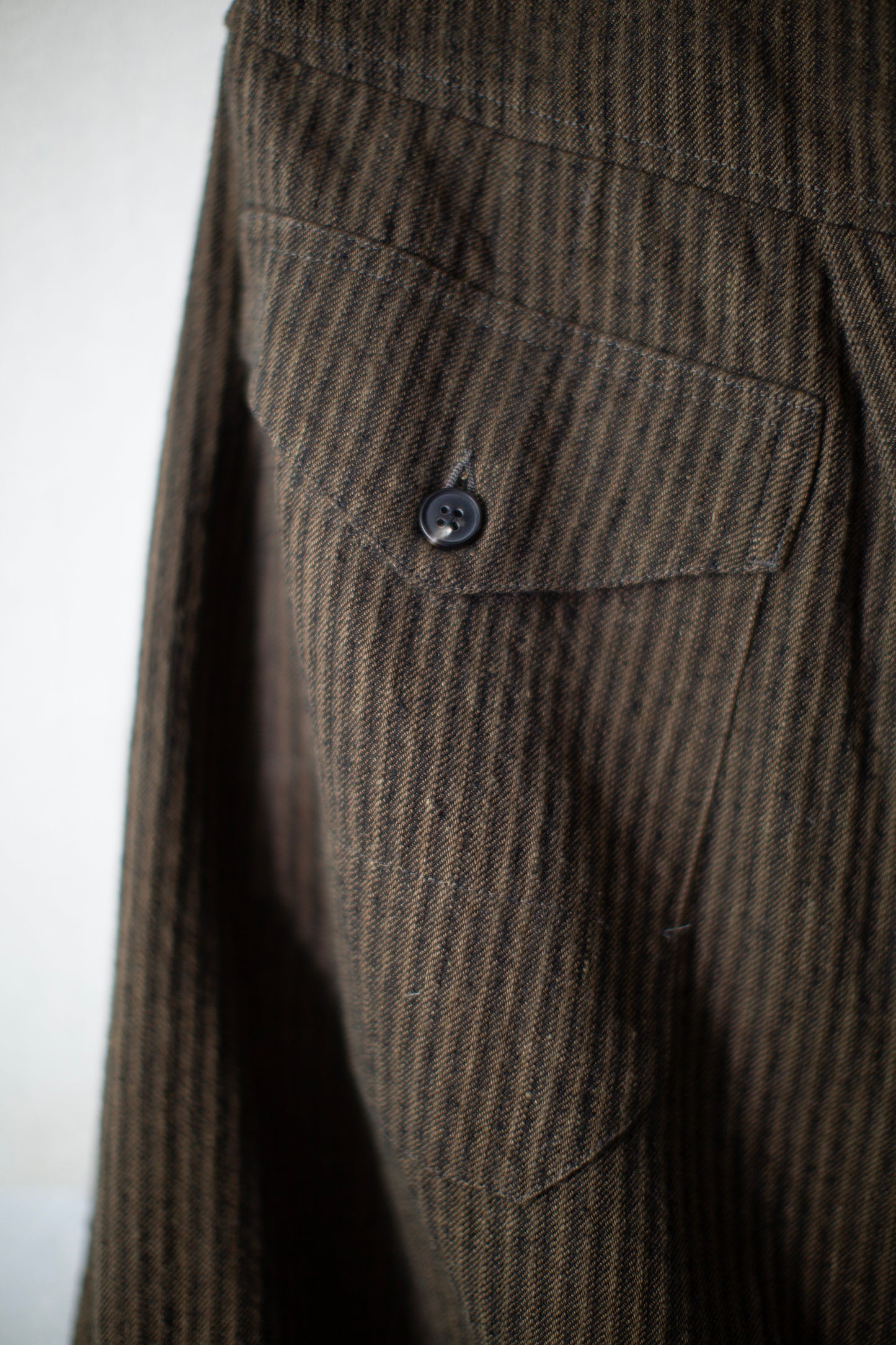 TROUSERS#93 - KHAKI STRIPED HEMP COTTON REED TWILL