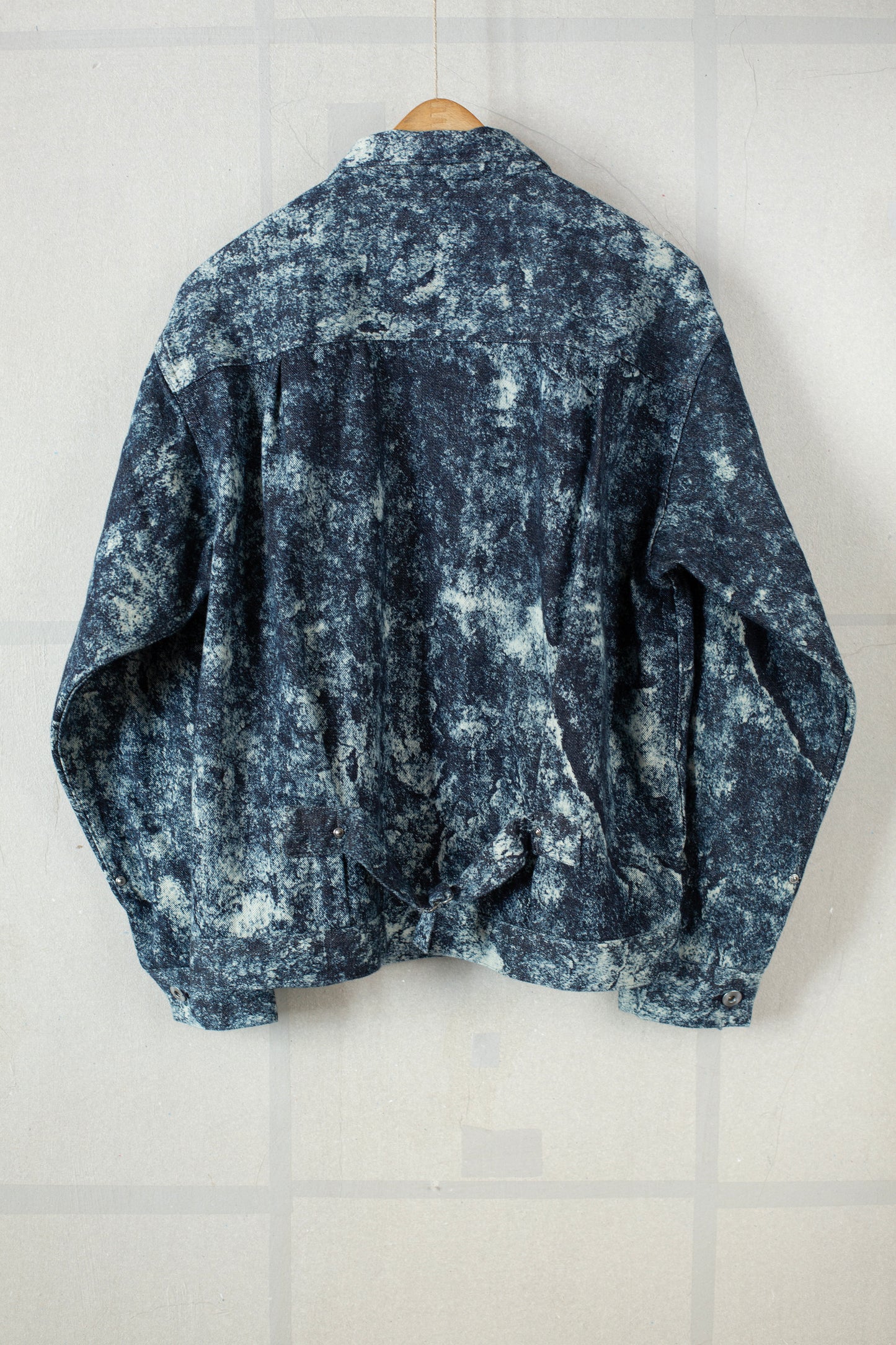 Discharged indigo denim jacket