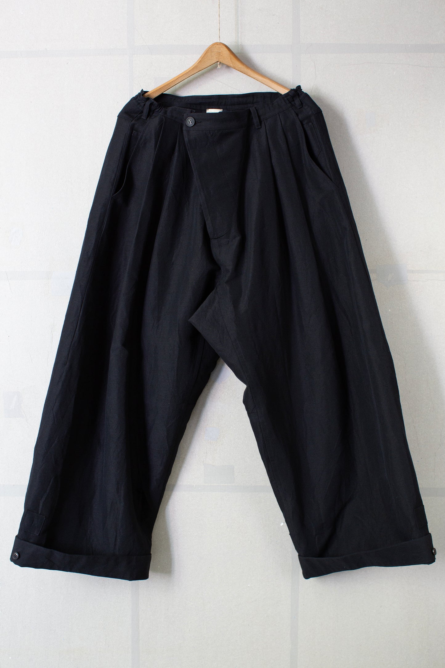 TROUSERS#93 - BLACK LINEN WOOL TWILL