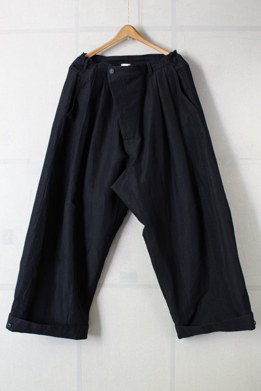TROUSERS#93 - BLACK LINEN WOOL TWILL