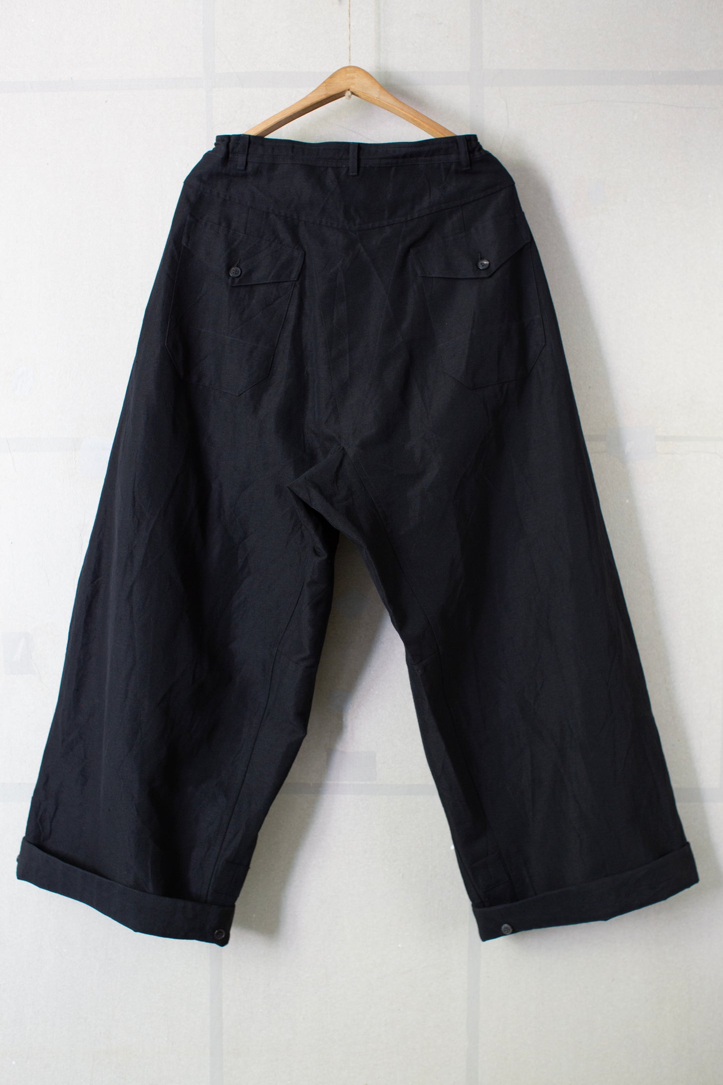 TROUSERS#93 - BLACK LINEN WOOL TWILL
