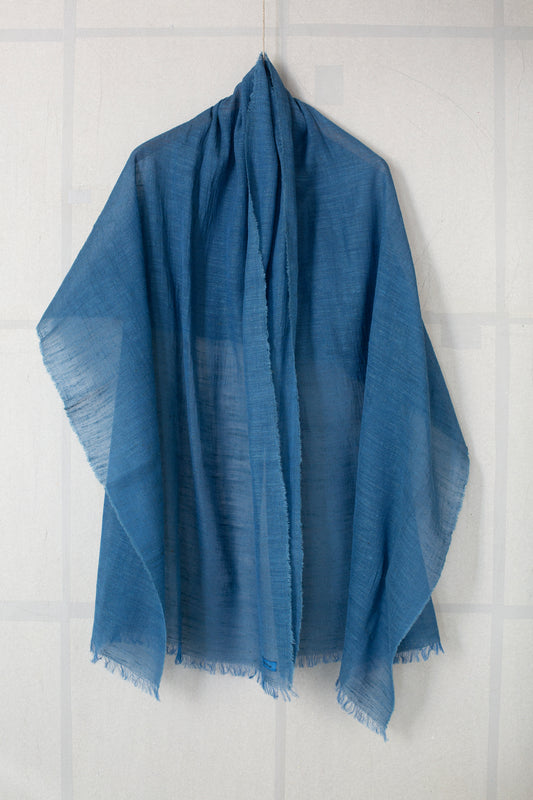 stole in light natural indigo tussar silk