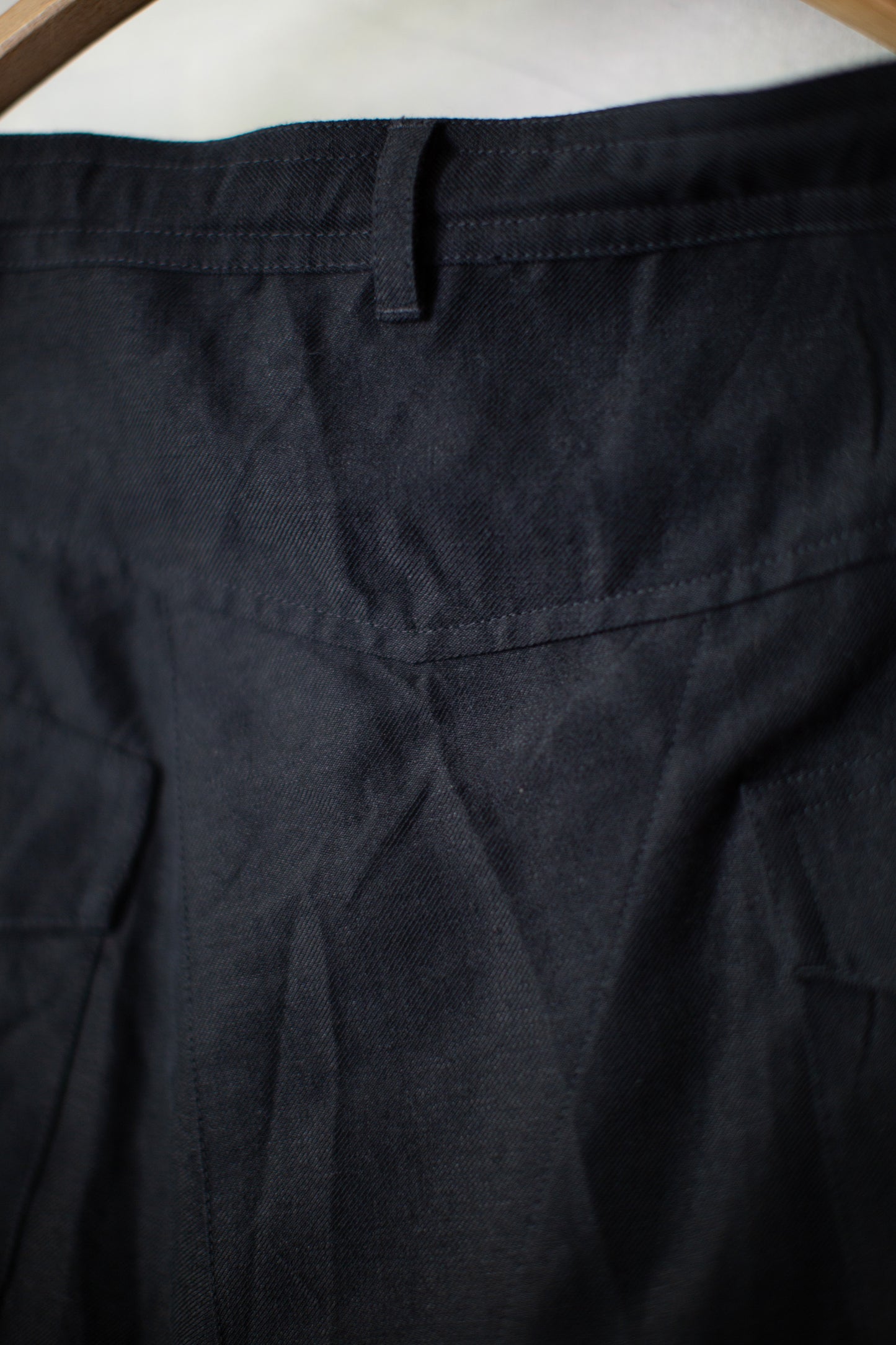 TROUSERS#93 - BLACK LINEN WOOL TWILL