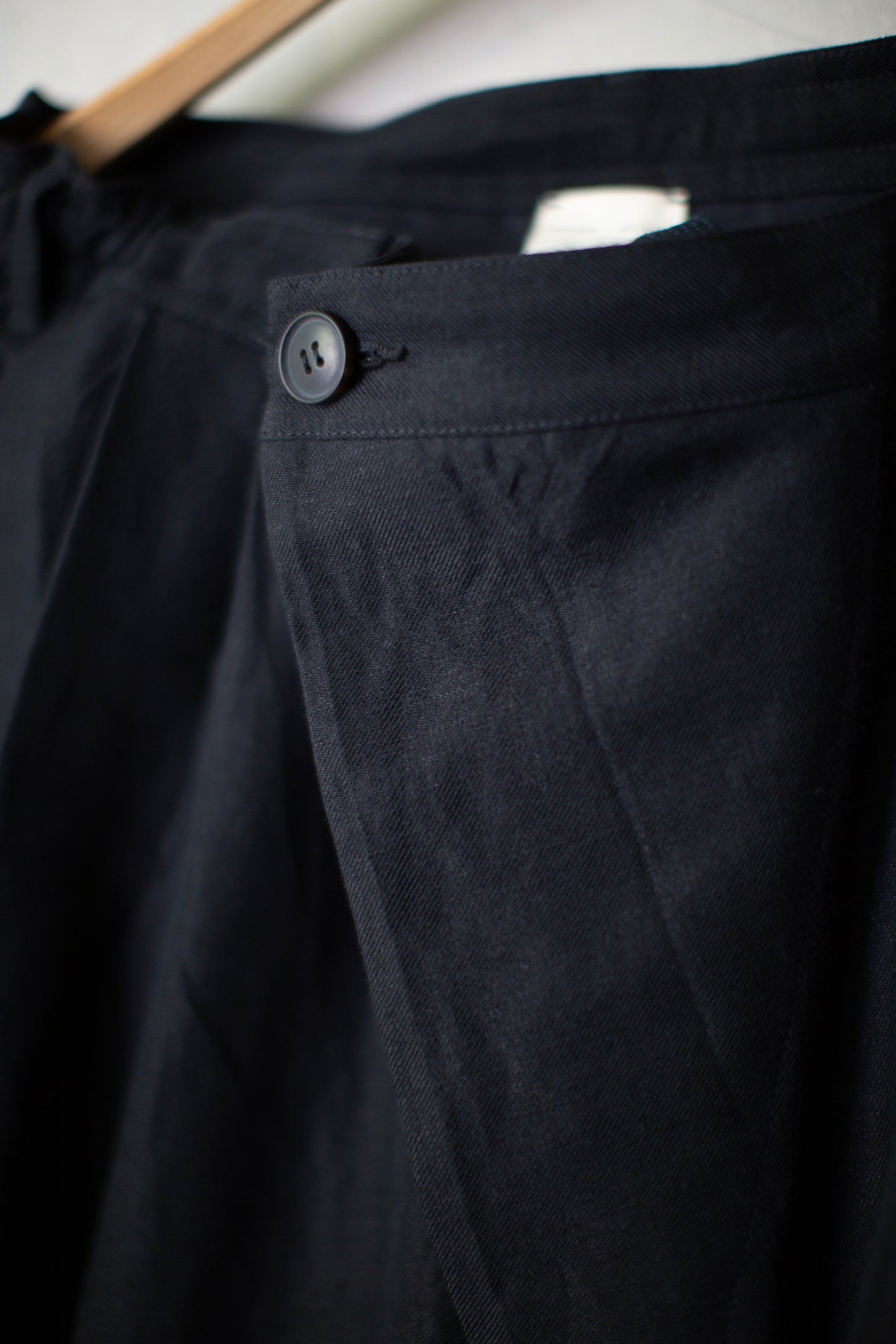 TROUSERS#93 - BLACK LINEN WOOL TWILL