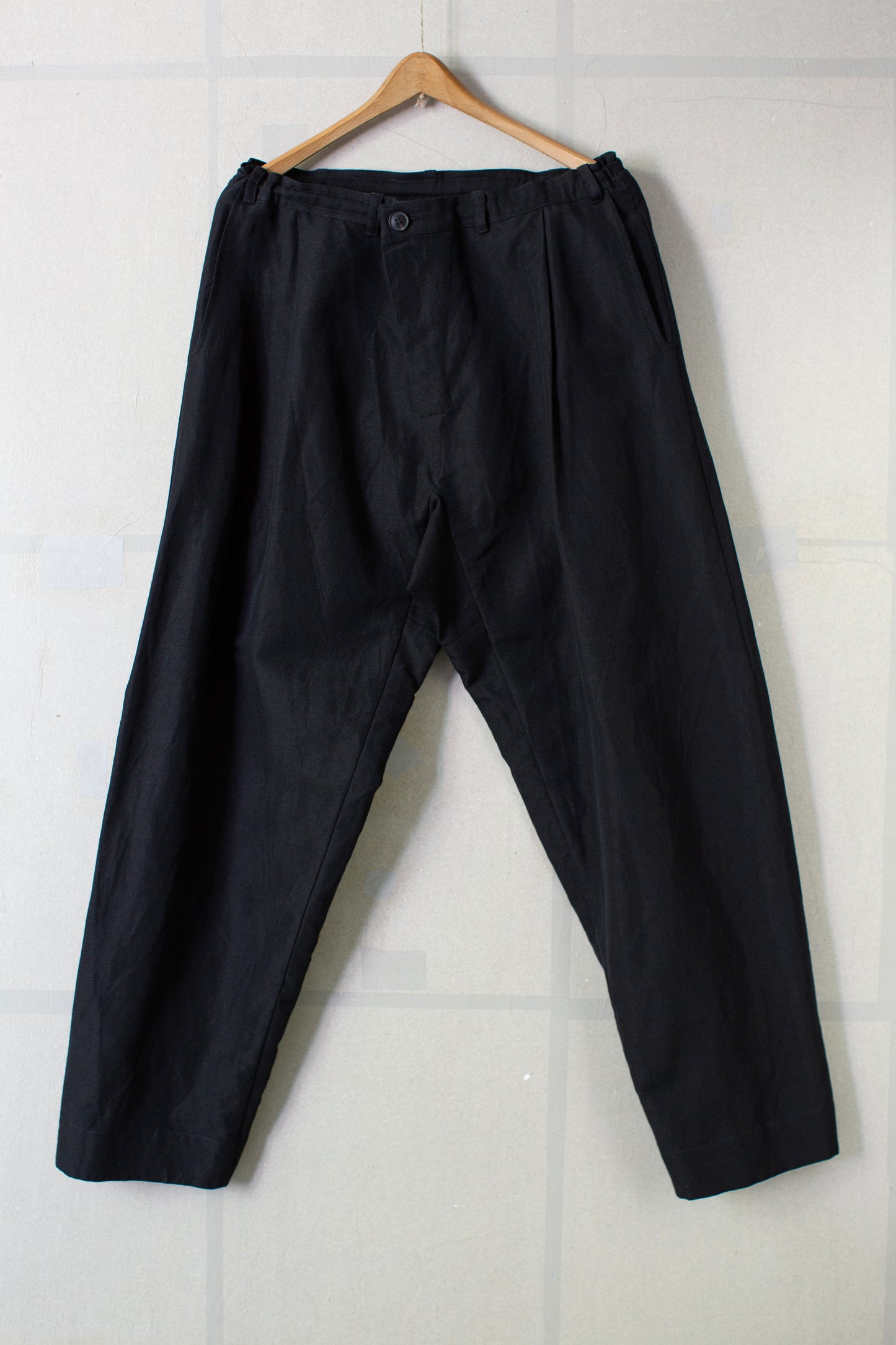 TROUSERS#92 - BLACK LINEN WOOL TWILL