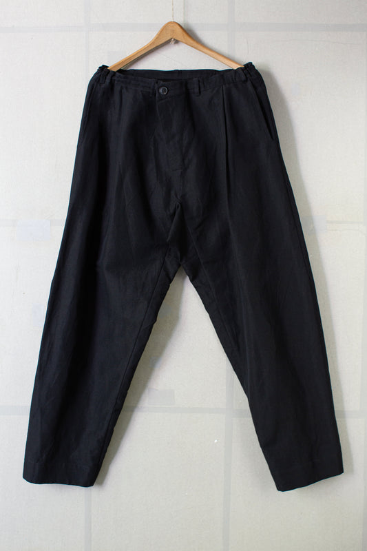 TROUSERS#92 - BLACK LINEN WOOL TWILL