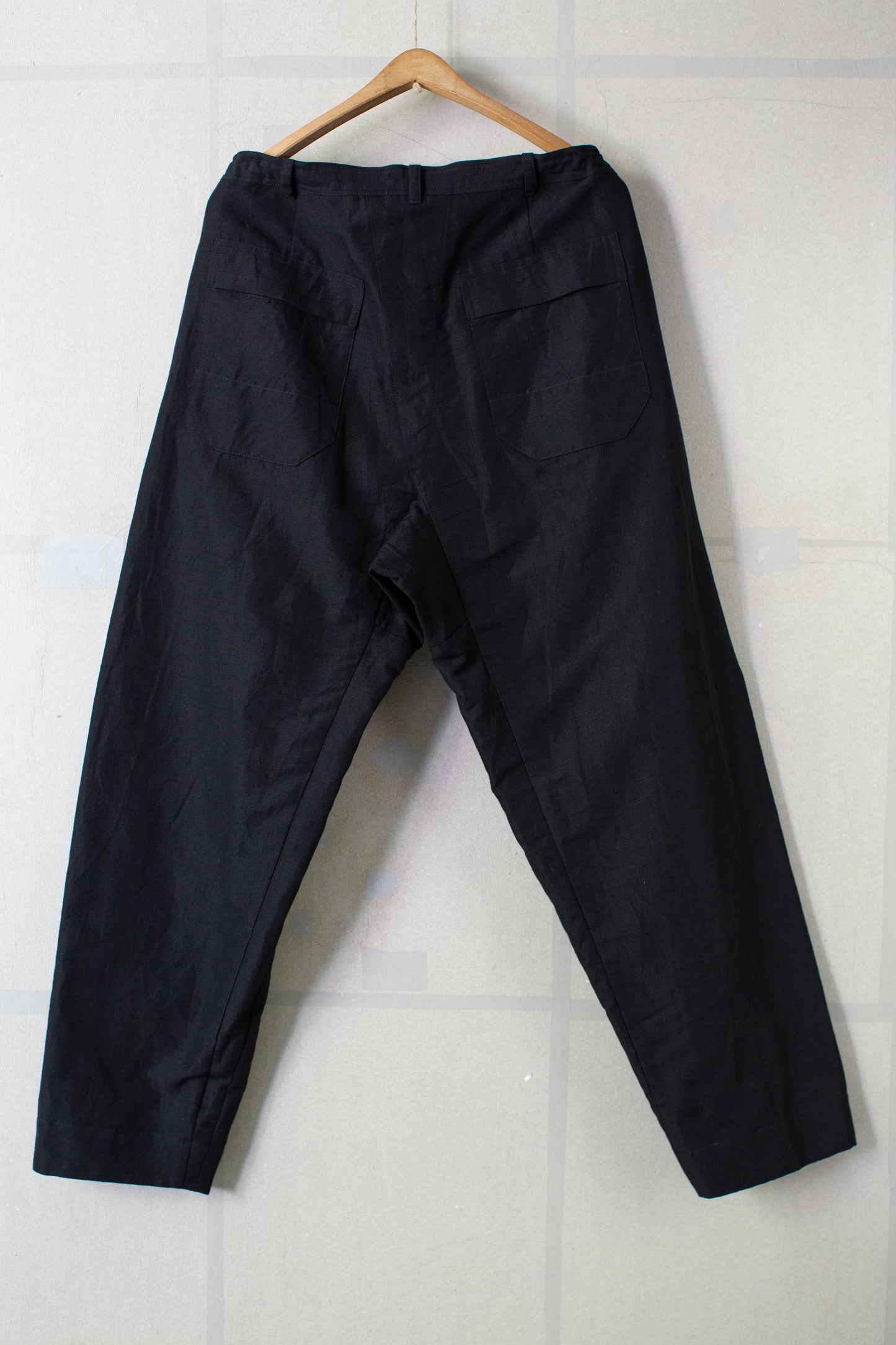 TROUSERS#92 - BLACK LINEN WOOL TWILL