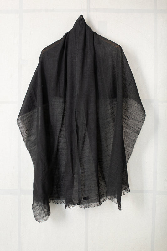 stole in black tussar silk