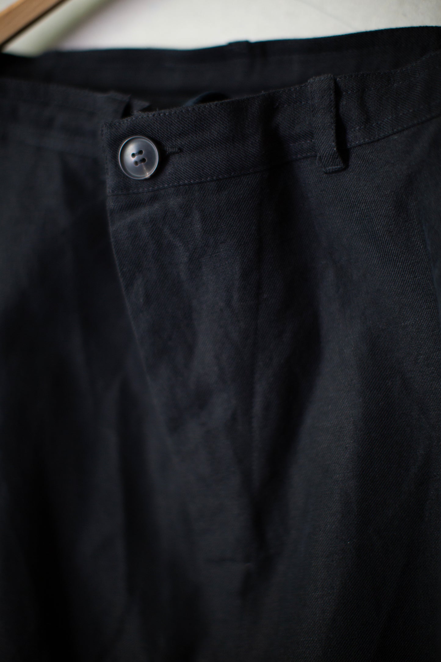 TROUSERS#92 - BLACK LINEN WOOL TWILL