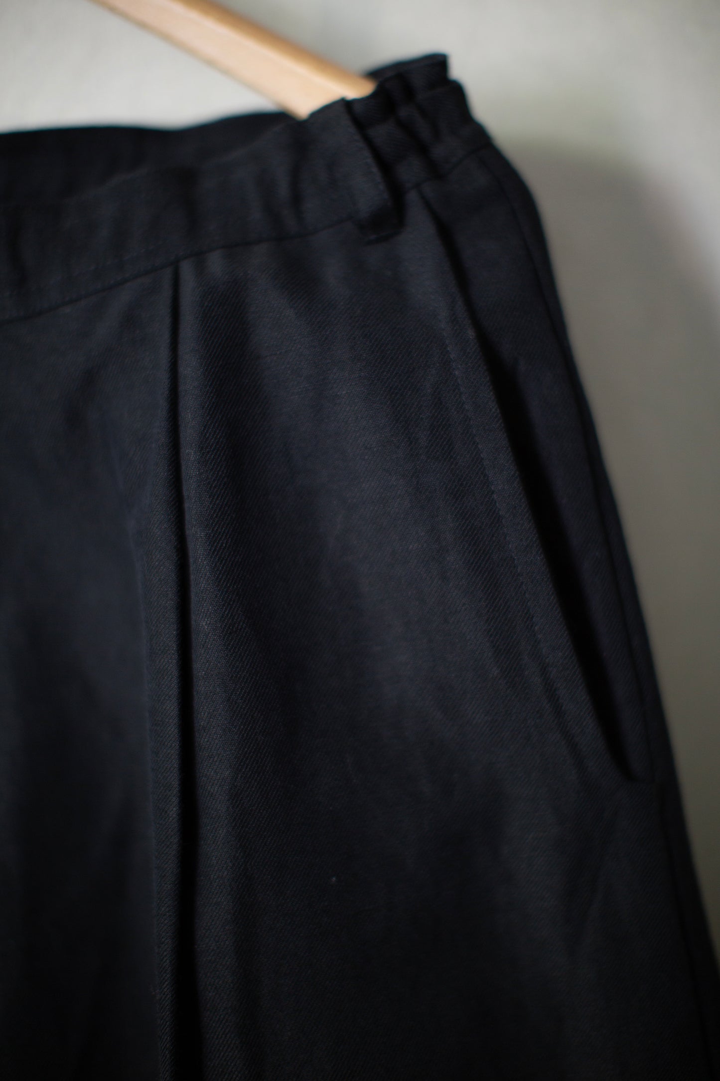 TROUSERS#92 - BLACK LINEN WOOL TWILL