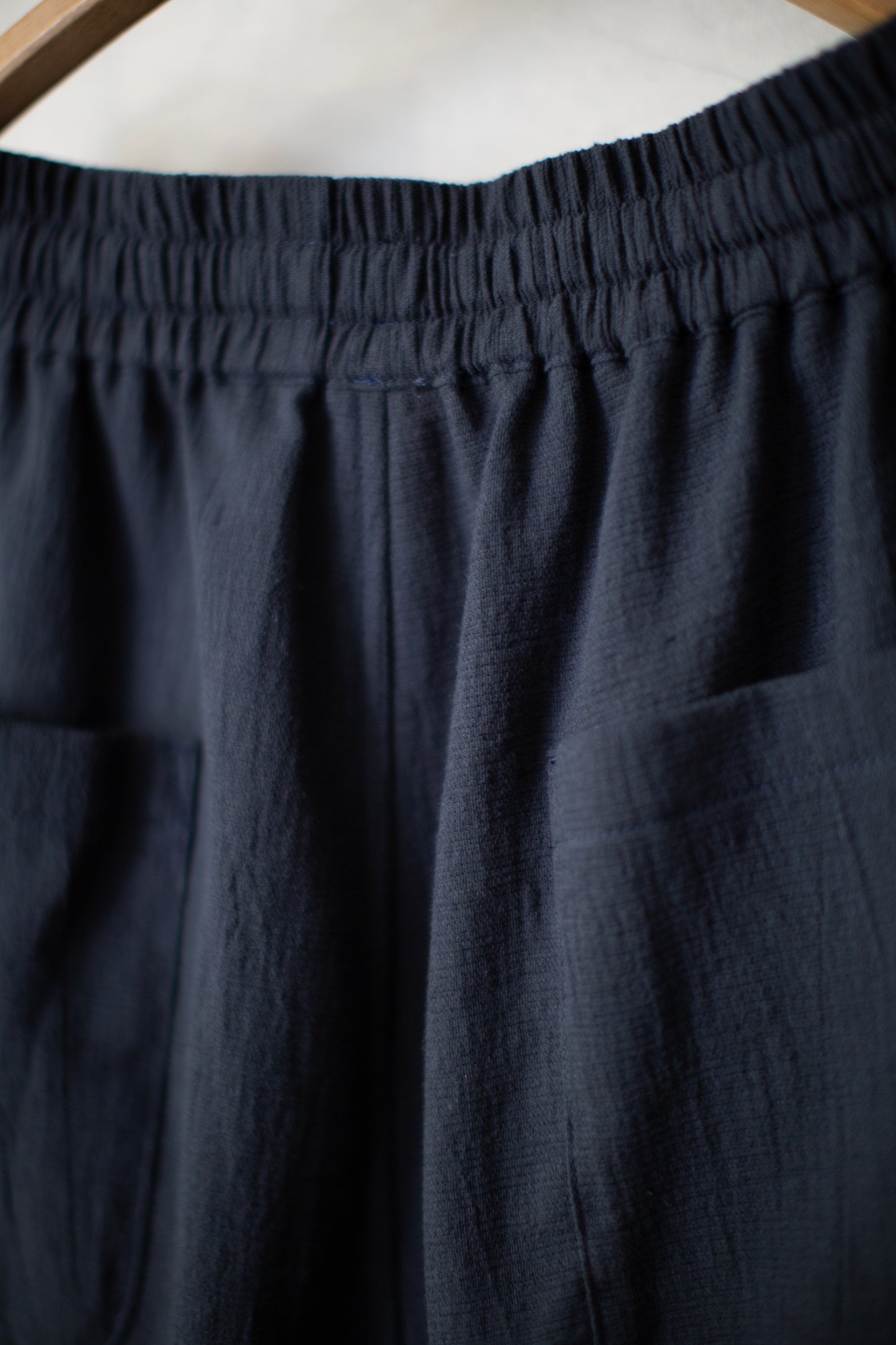 midnight washed panama cotton linen wide fit short pants